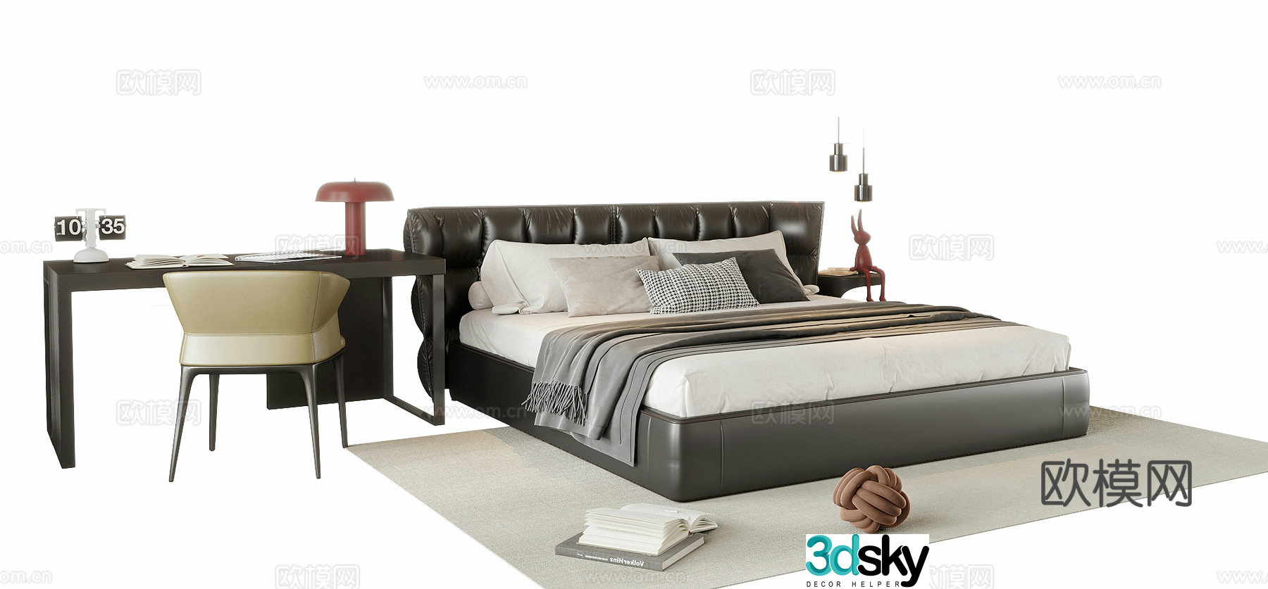 Modern double bed 3d model