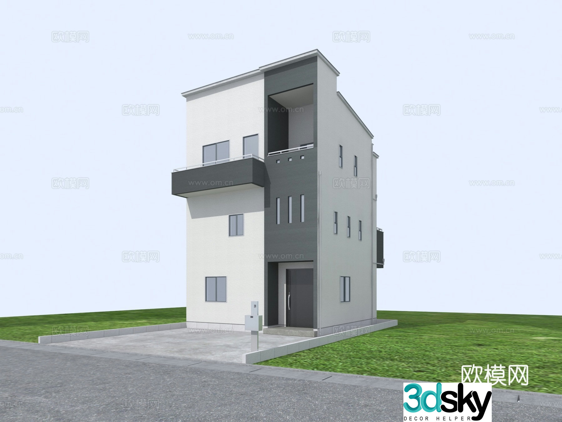 Modern villa exterior residential building 3d model