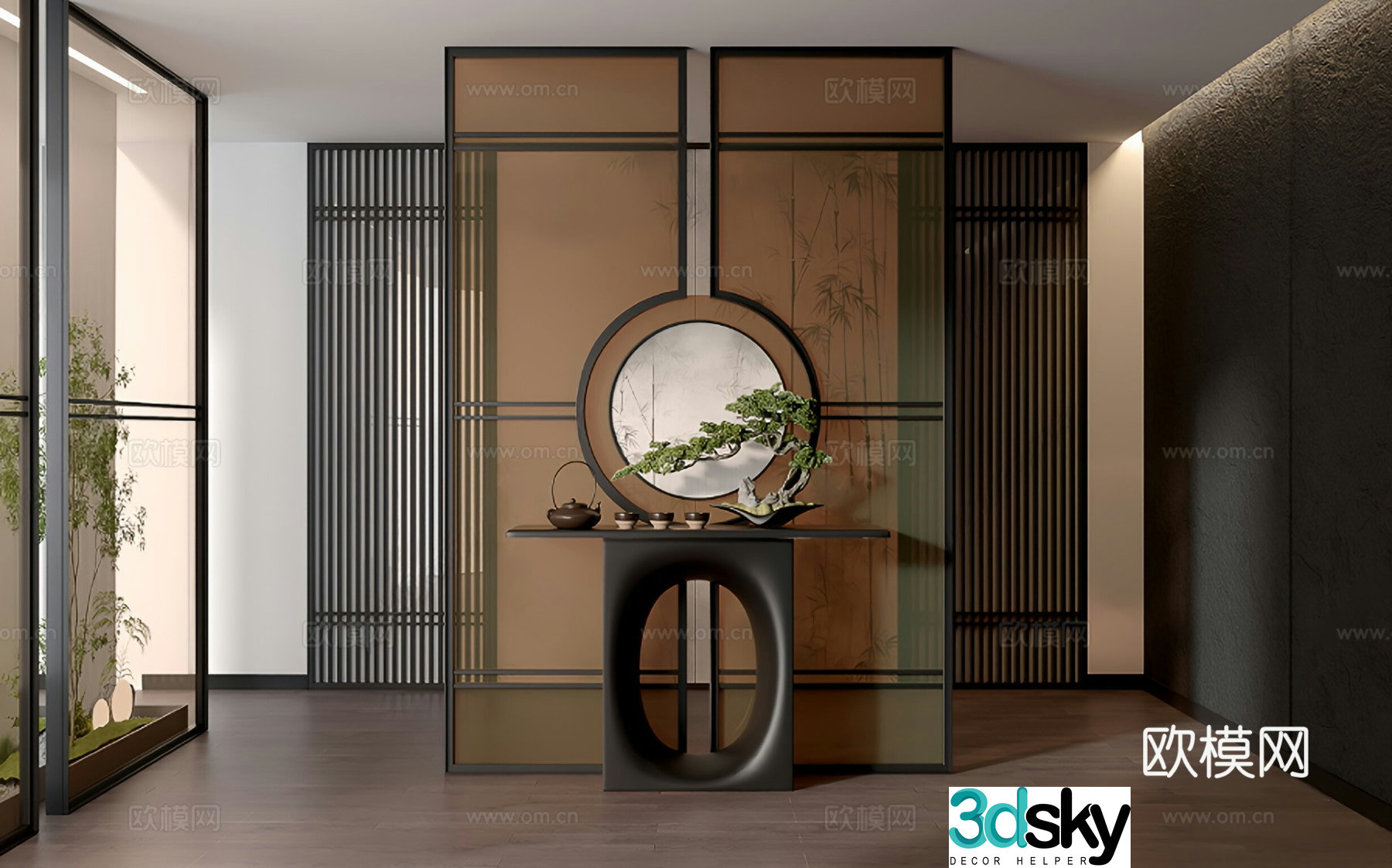 New Chinese style entrance case 3D model