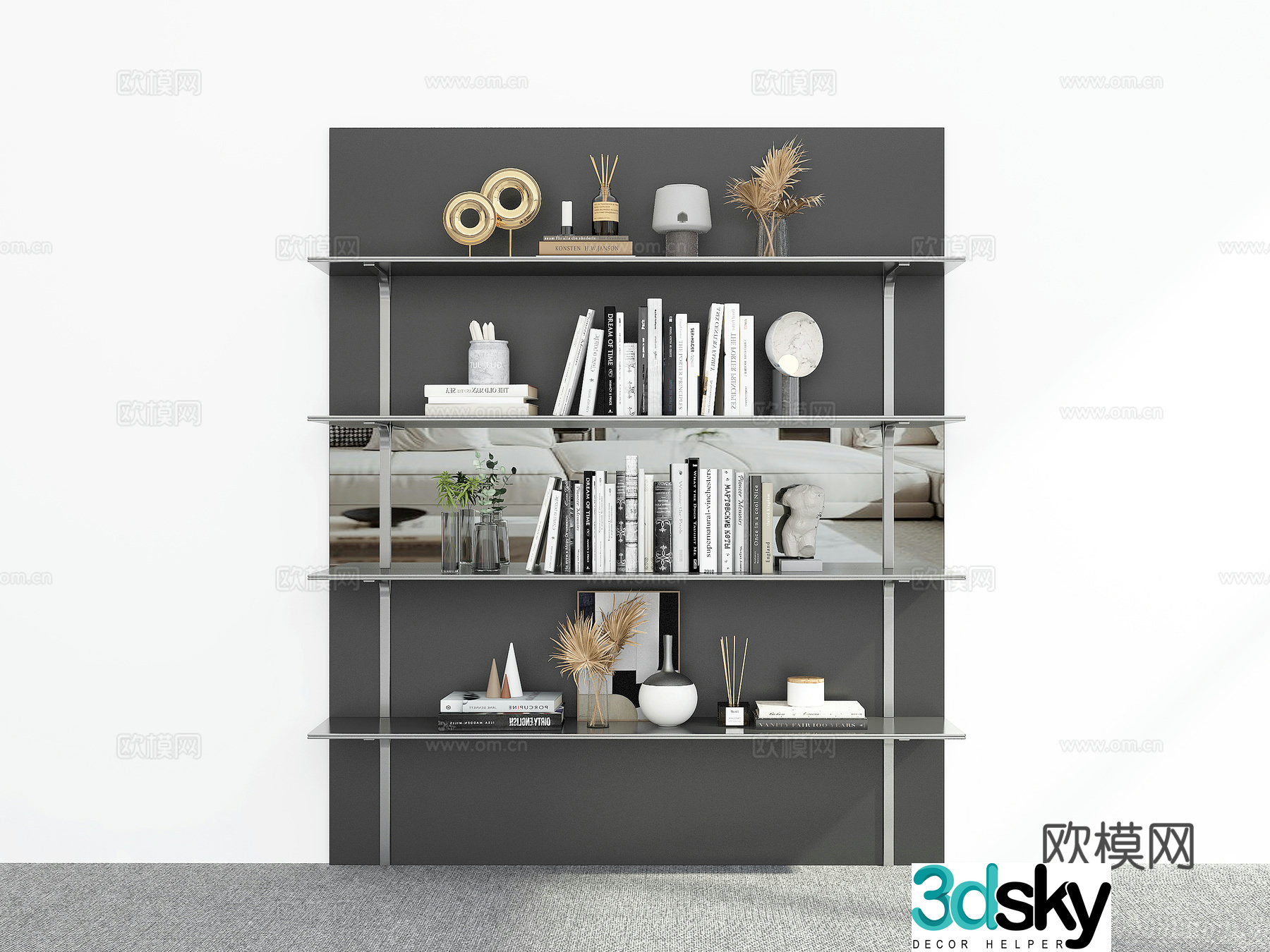 Modern bookshelf wall mounted bookshelf 3d model
