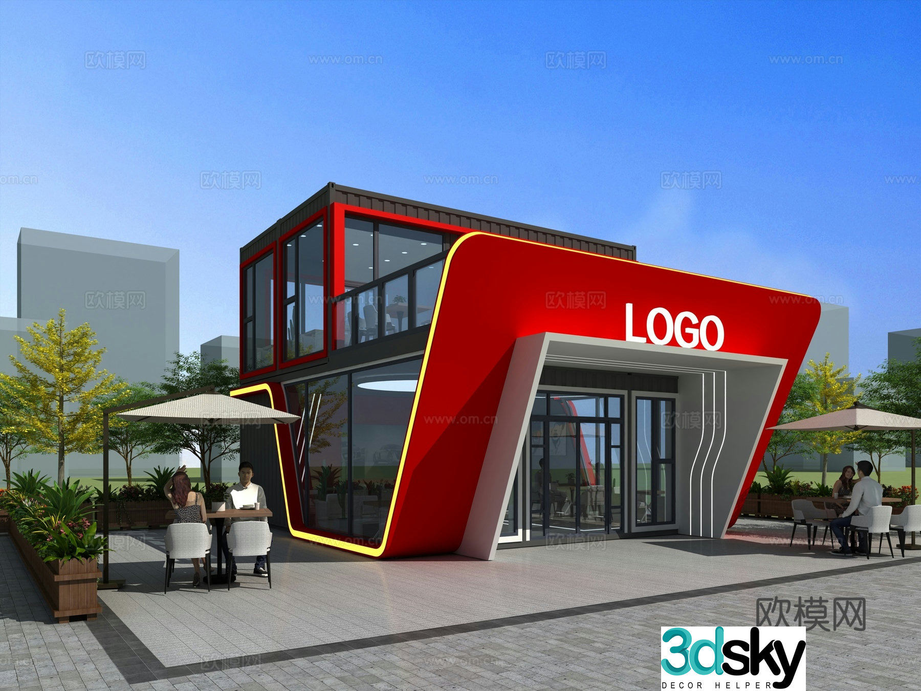 Container coffee shop commercial outdoor 3D model