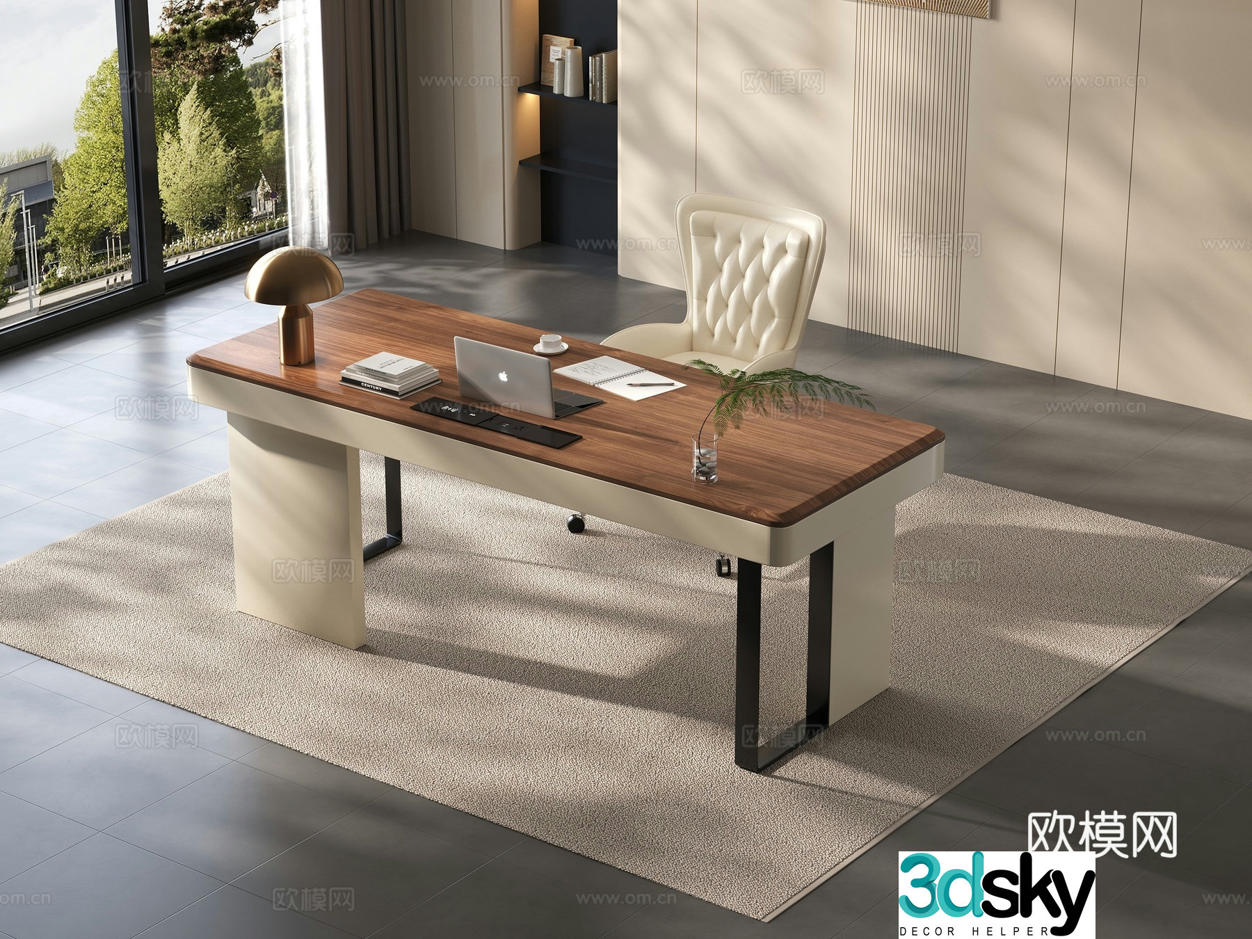 Modern office desk desk 3d model