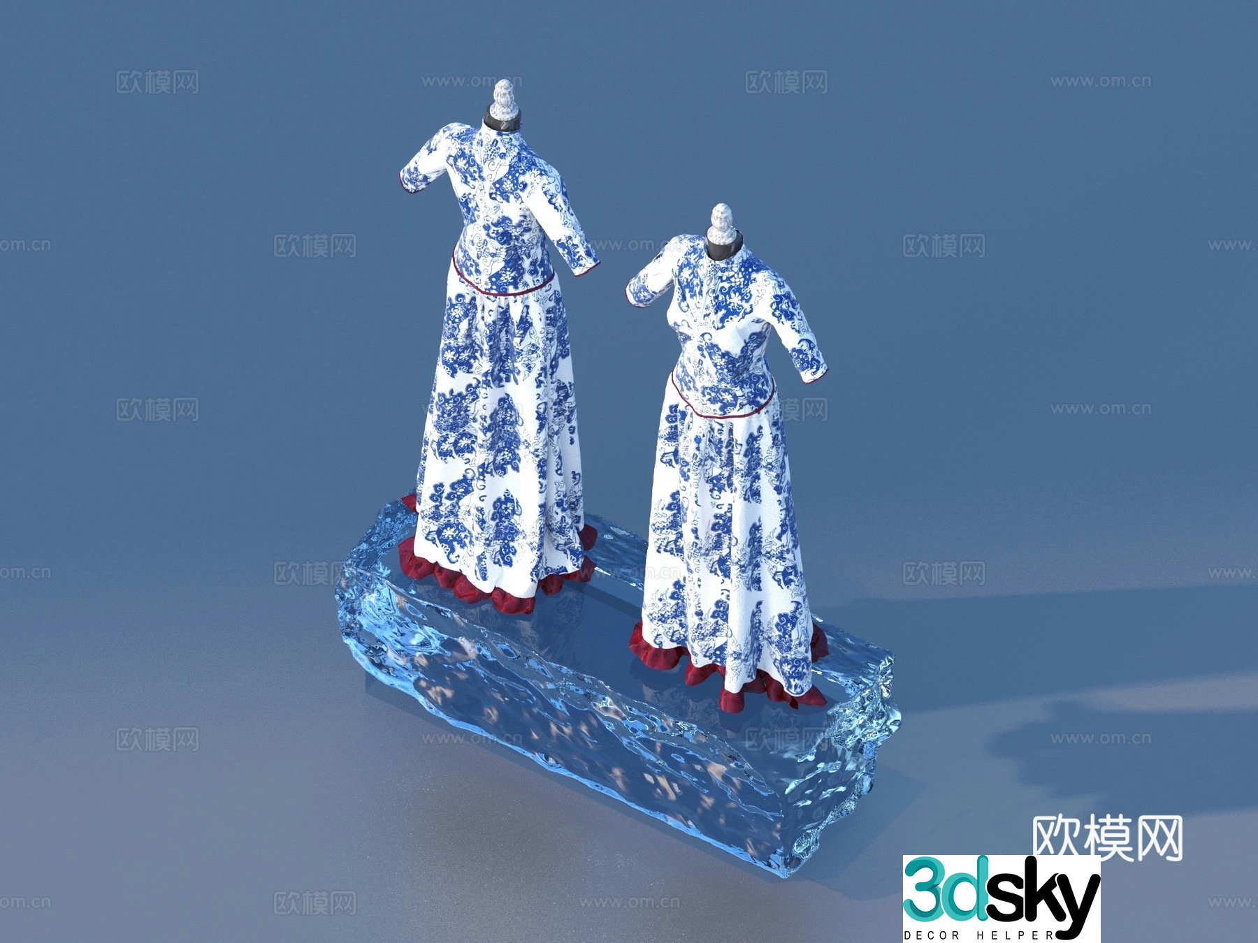 Hanfu women’s skirt cheongsam robe 3d model