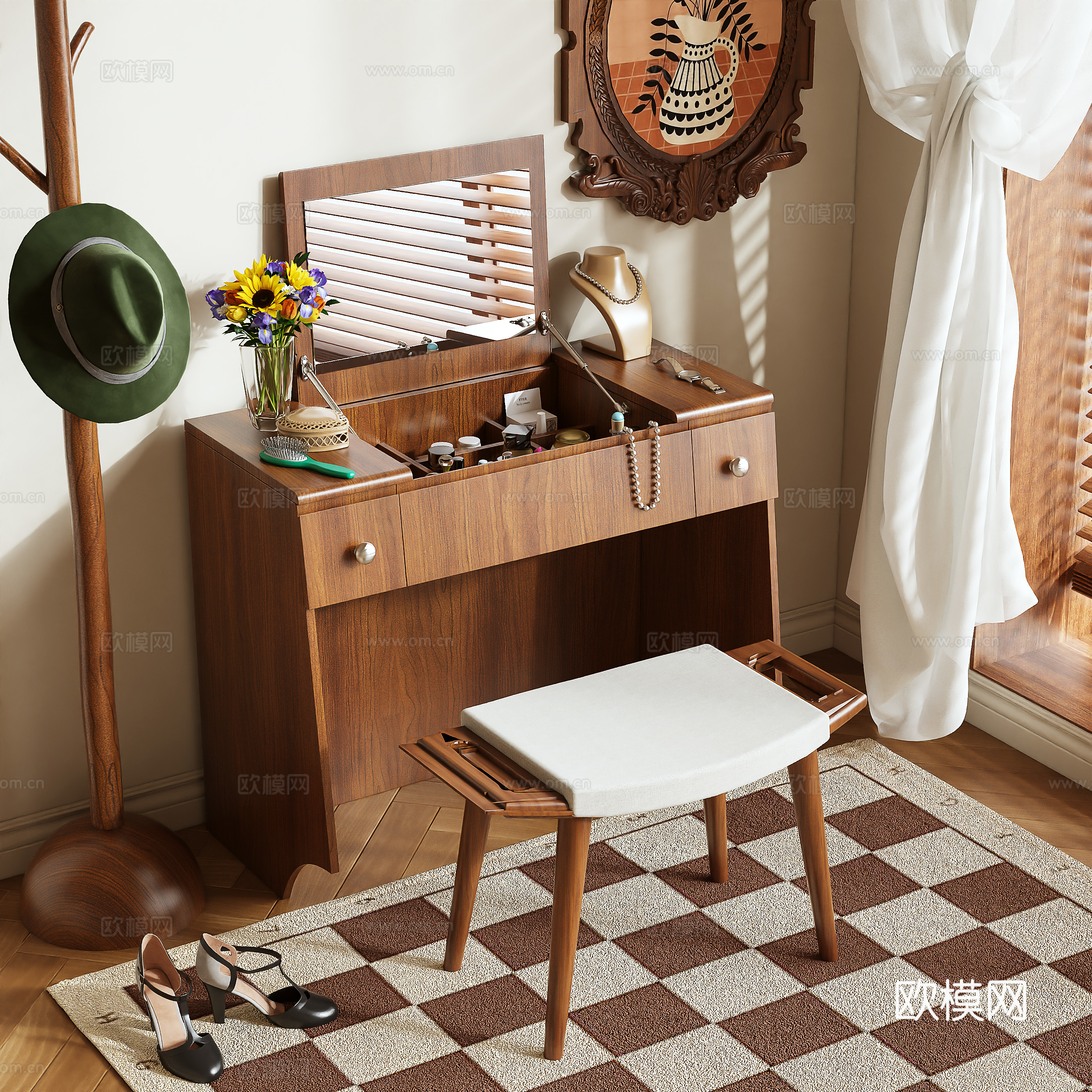Medieval style dressing table 3d model