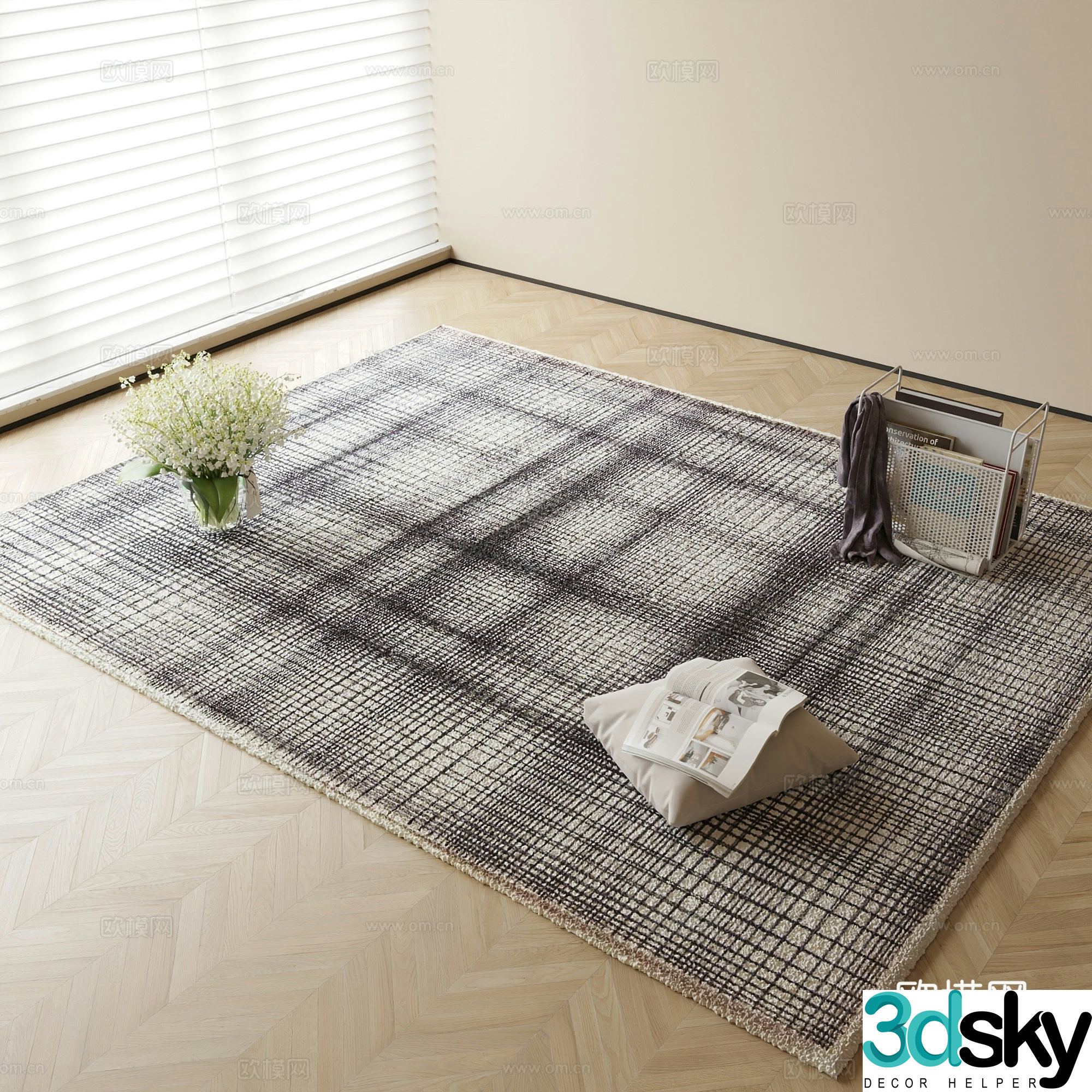 Modern carpet square rug 3d model