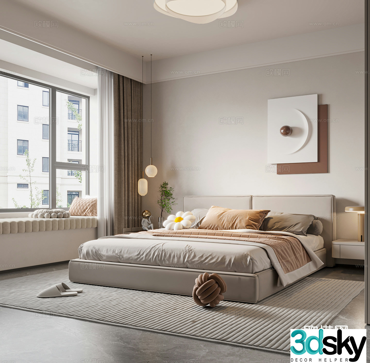Cream style bedroom master bedroom 3d model
