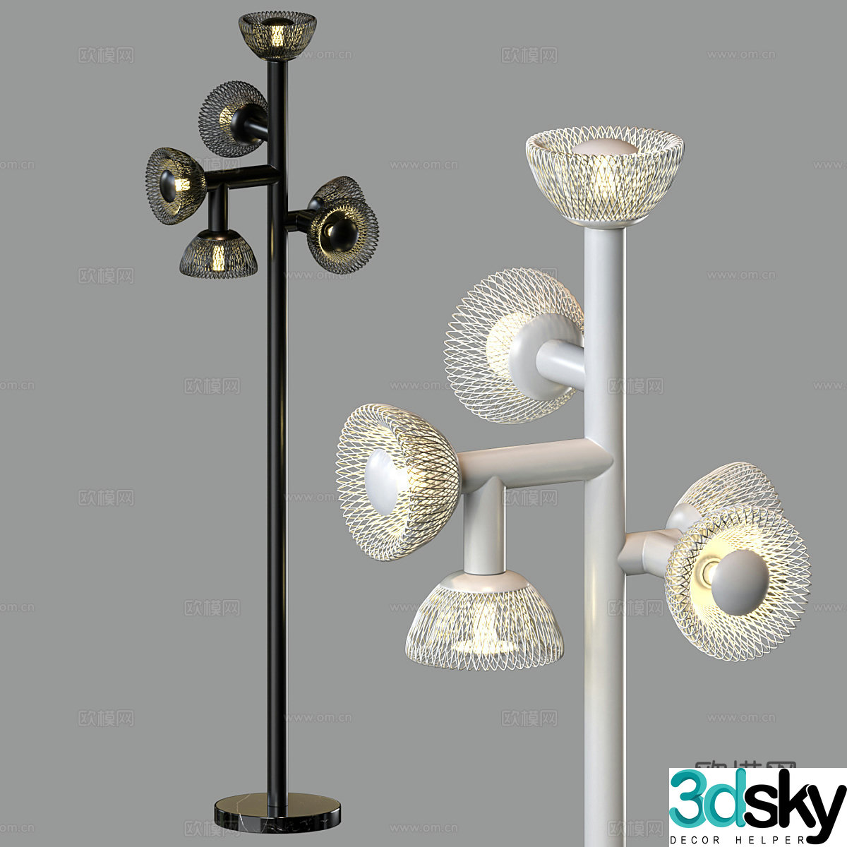 Modern metal floor lamp 3d model