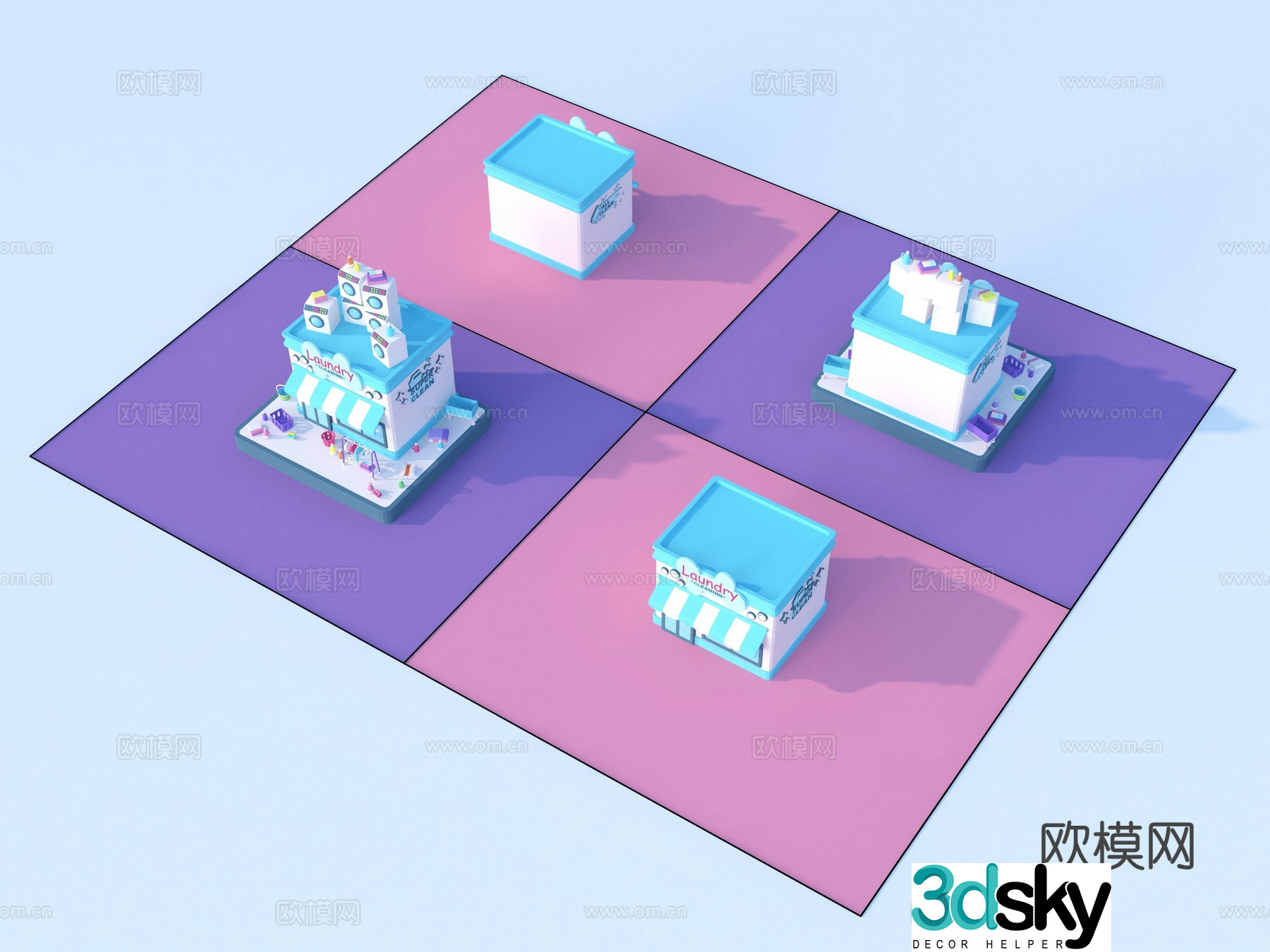 Cartoon toys architectural sketch 3d model