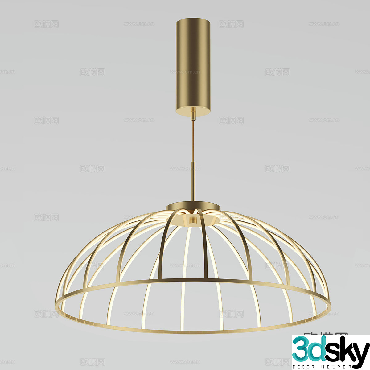 Light luxury skeleton chandelier 3D model