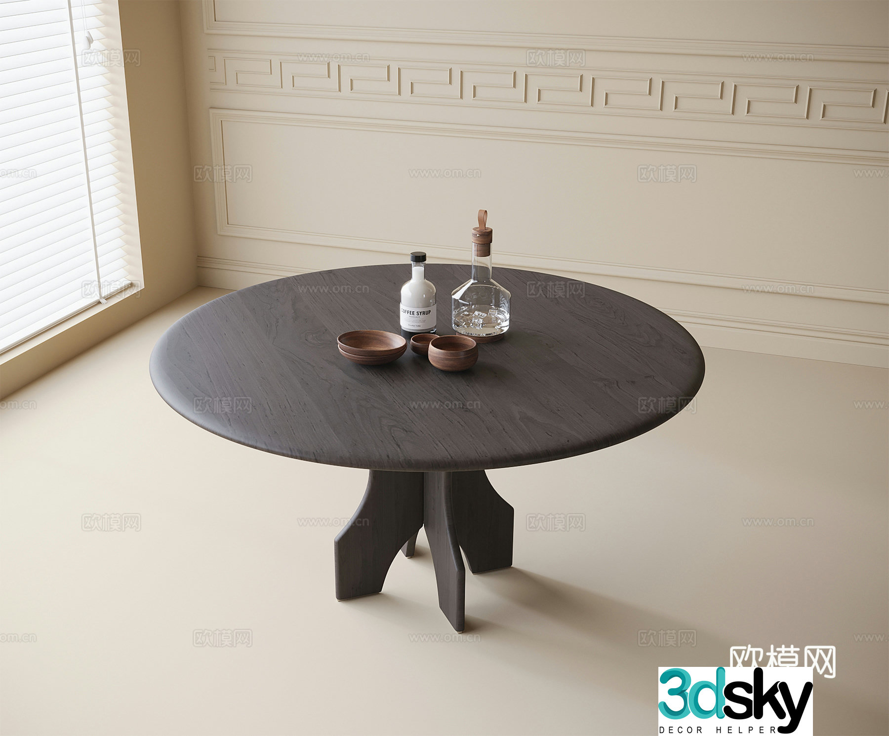 Medieval style round dining table 3D model