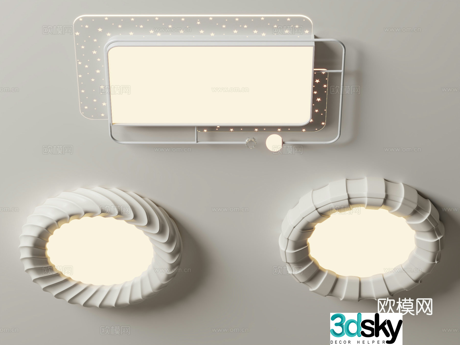 Cream style ceiling lamp bedroom lamp 3d model
