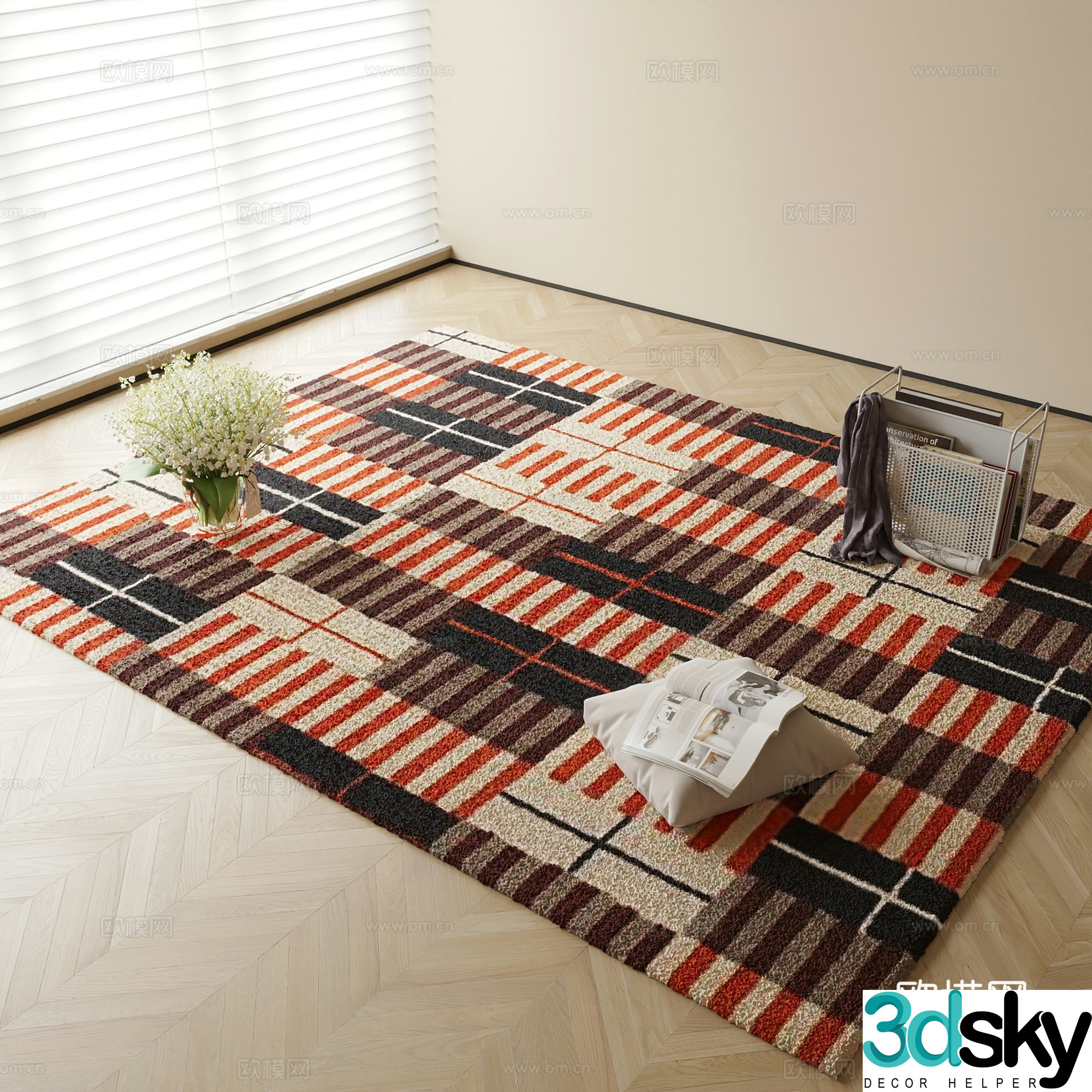 Striped carpet Square carpet 3d model