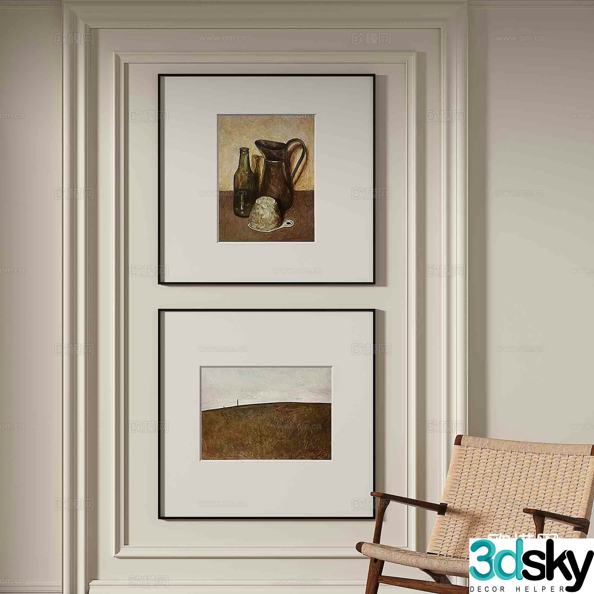 Simple European decorative painting retro painting hanging painting 3D model