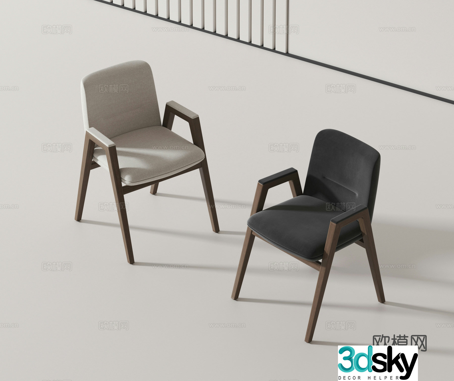 Modern single chair dining chair 3d model