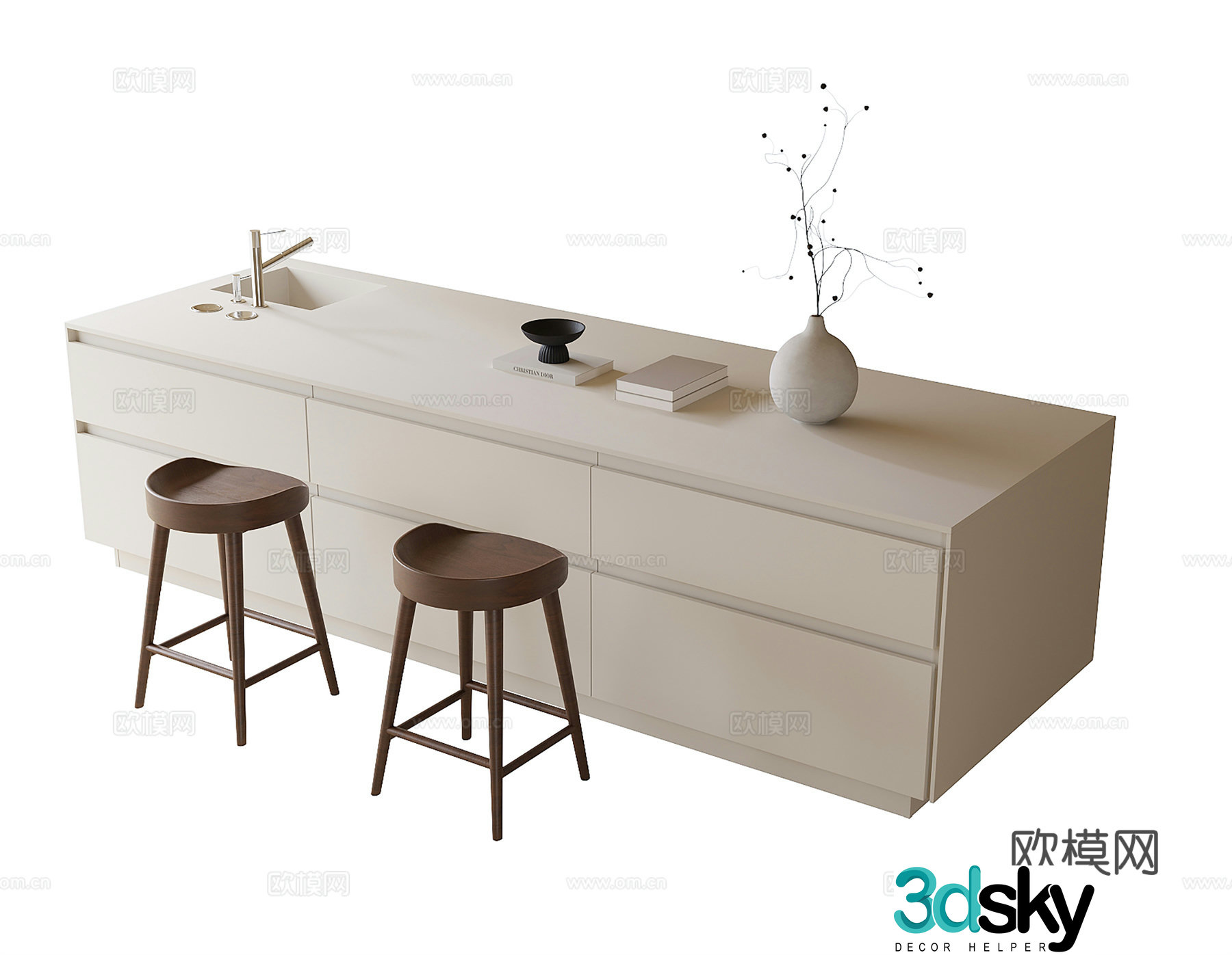 Modern kitchen bar restaurant bar 3d model