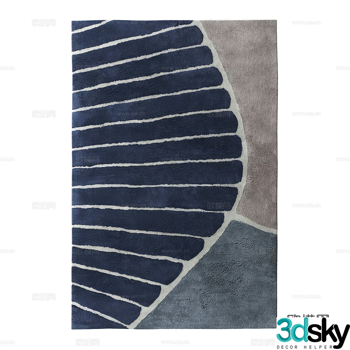 Plush carpet square rug 3d model