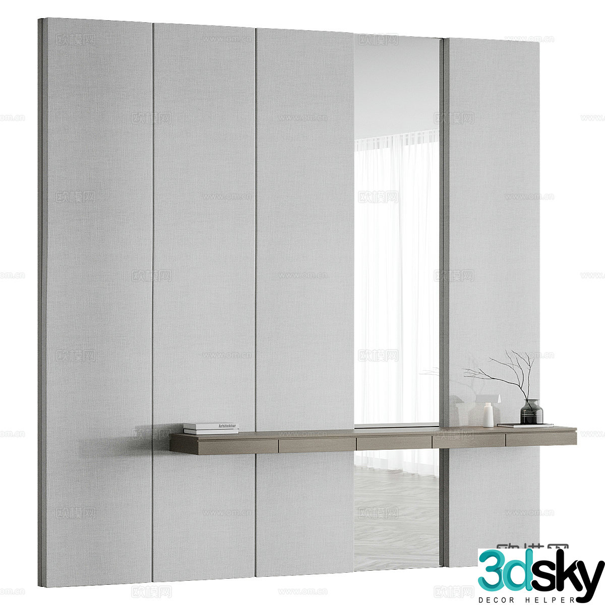 Modern bedroom background wall 3d model