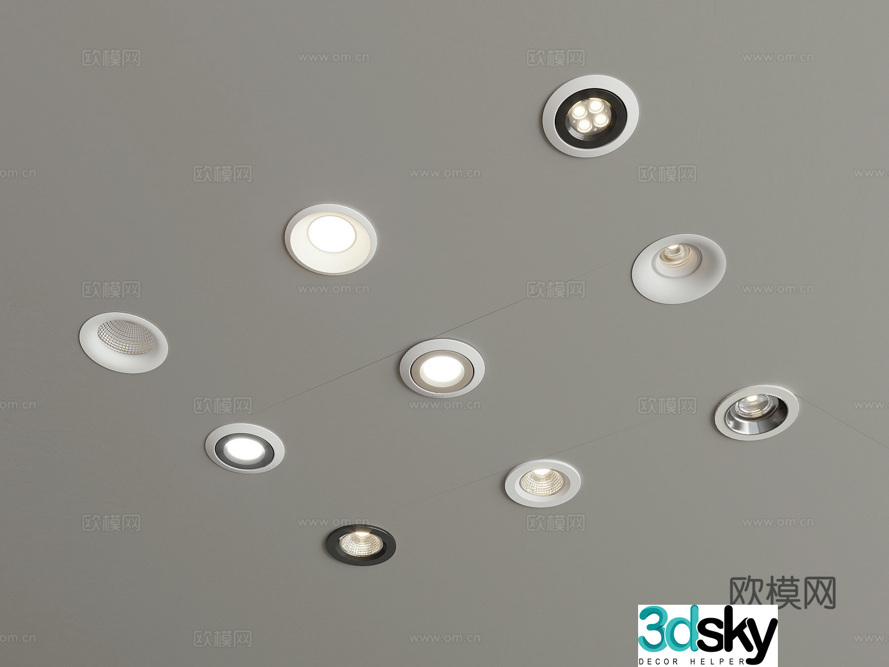 Modern recessed downlight spotlight downlight 3d model