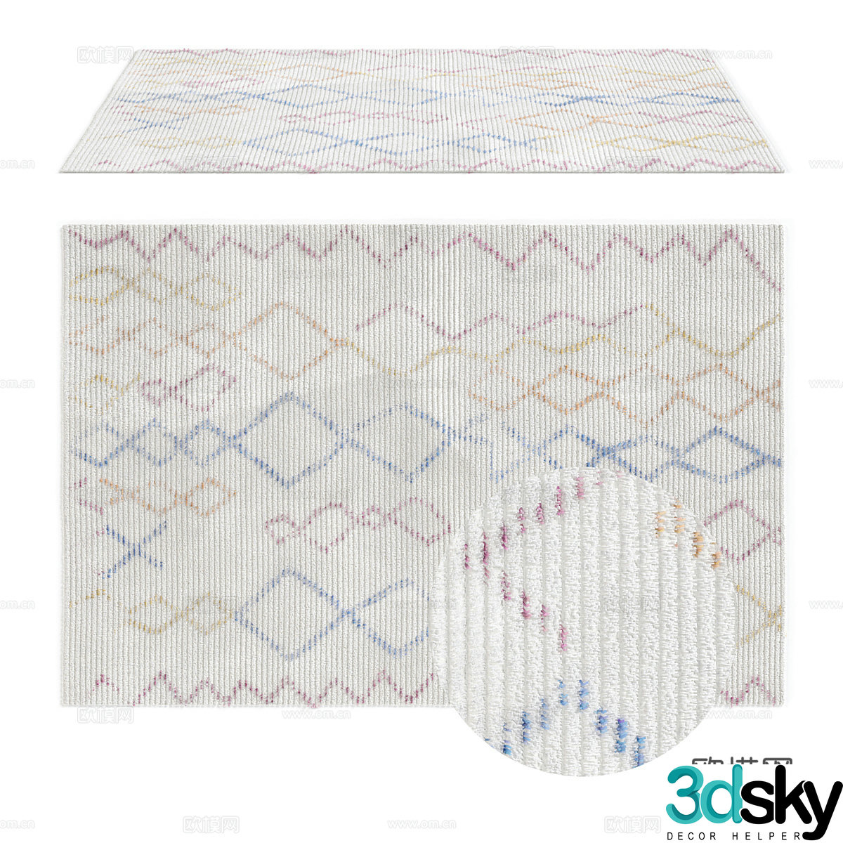 Modern wool carpet 3d model