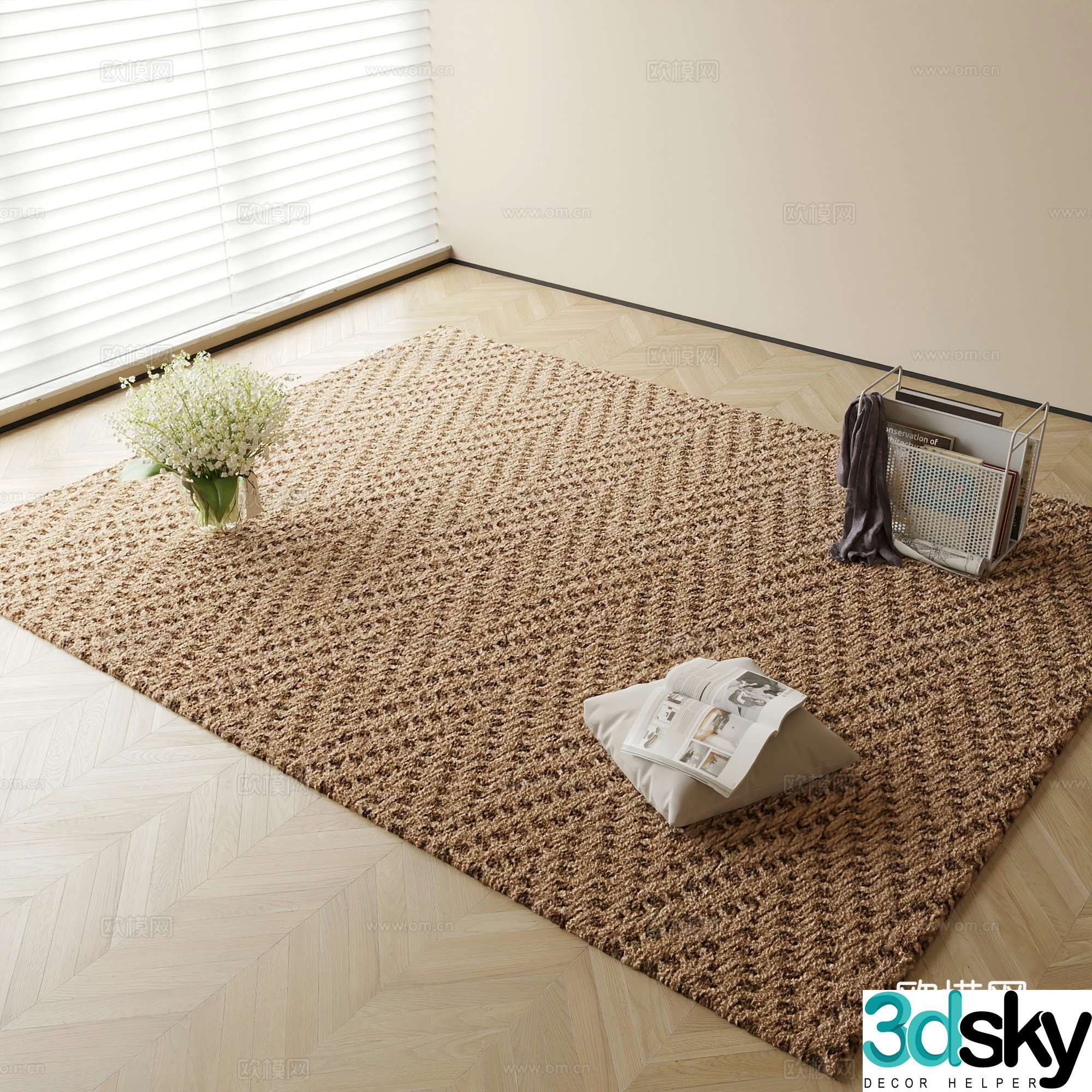 Modern carpet square rug 3d model