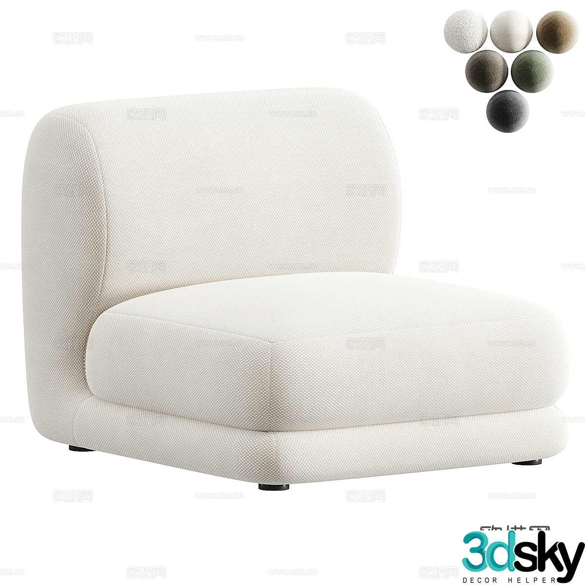 Modern fabric sofa single sofa 3d model