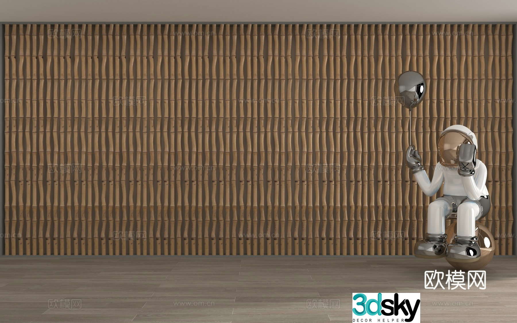 Modern bamboo background wall 3d model