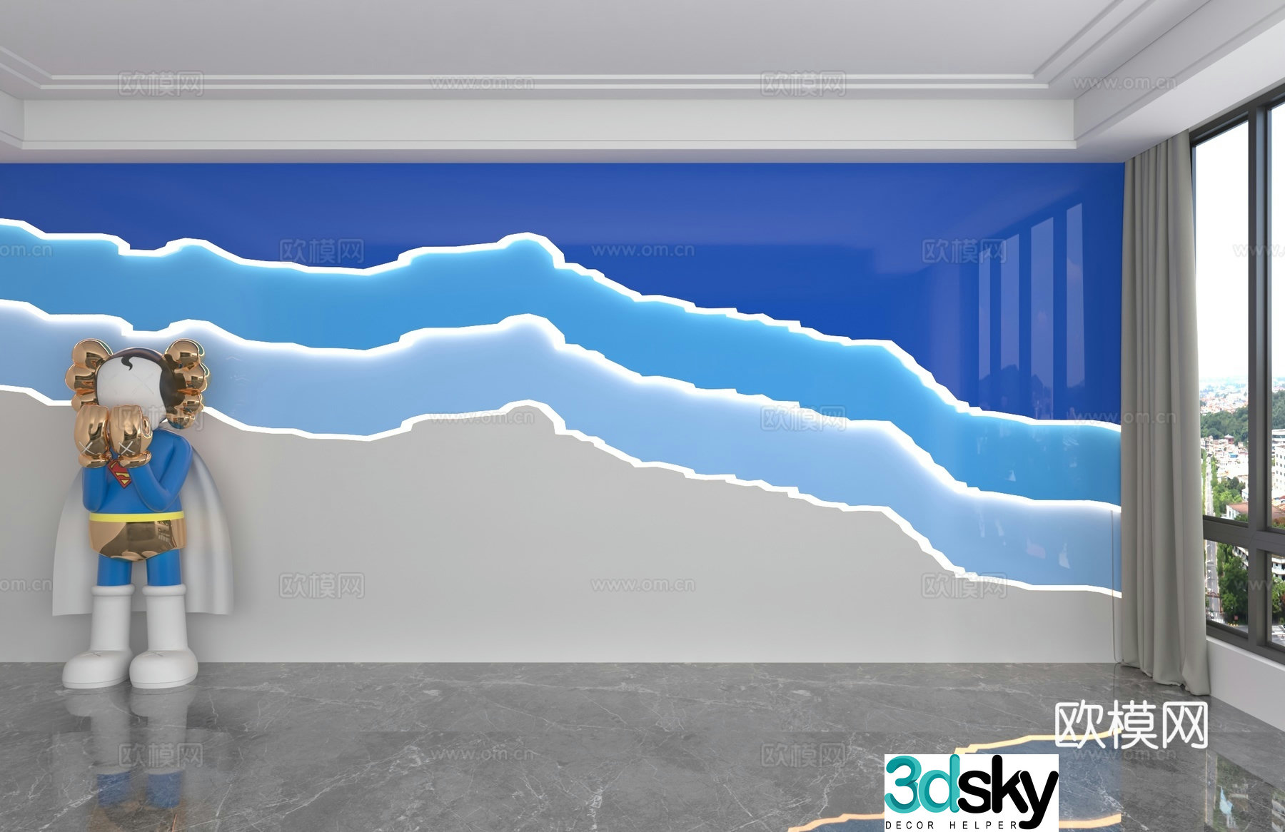Modern commercial background wall 3d model