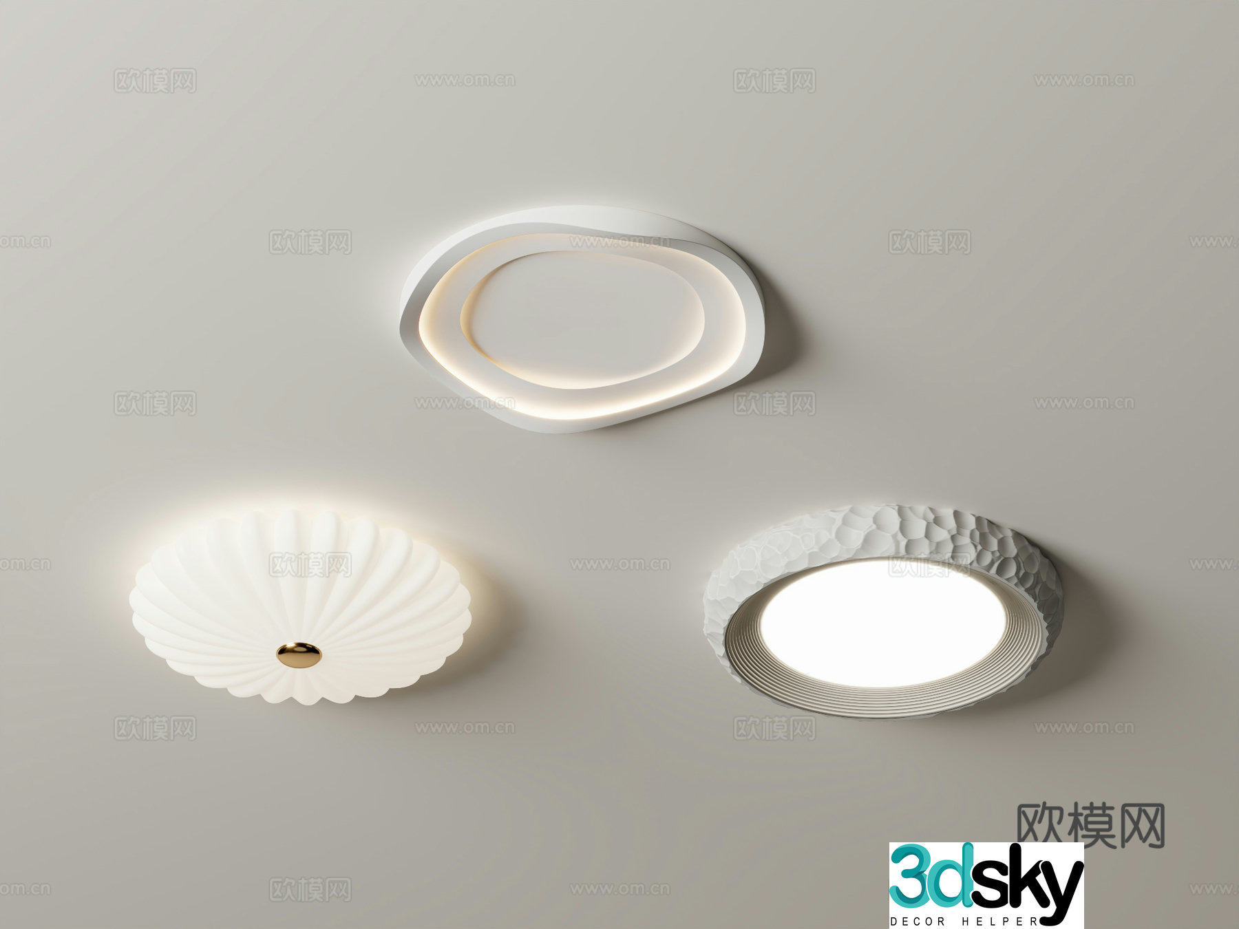 Geometric ceiling lamp bedroom lamp 3d model
