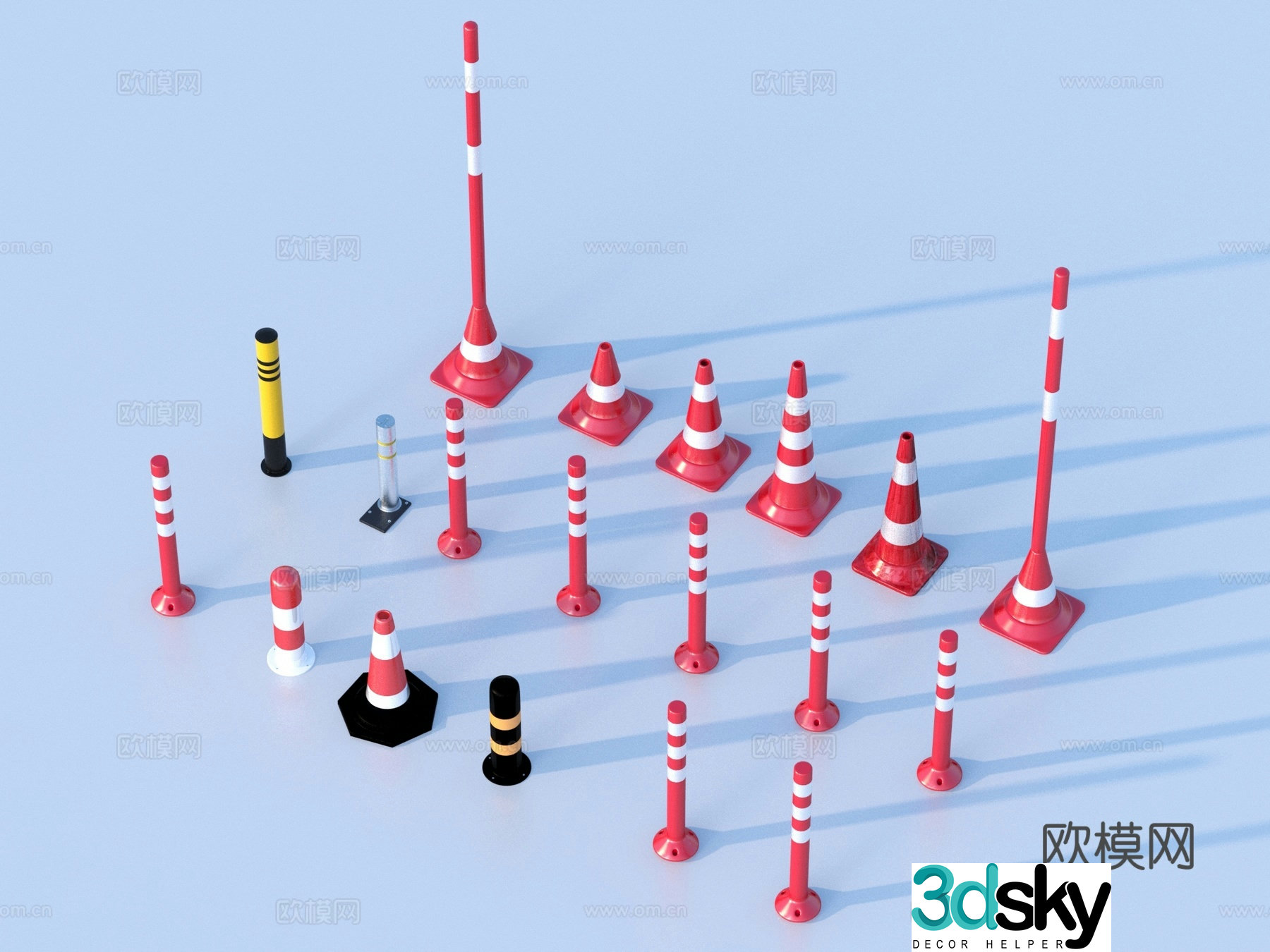 construction roadblock warning traffic warning 3d model