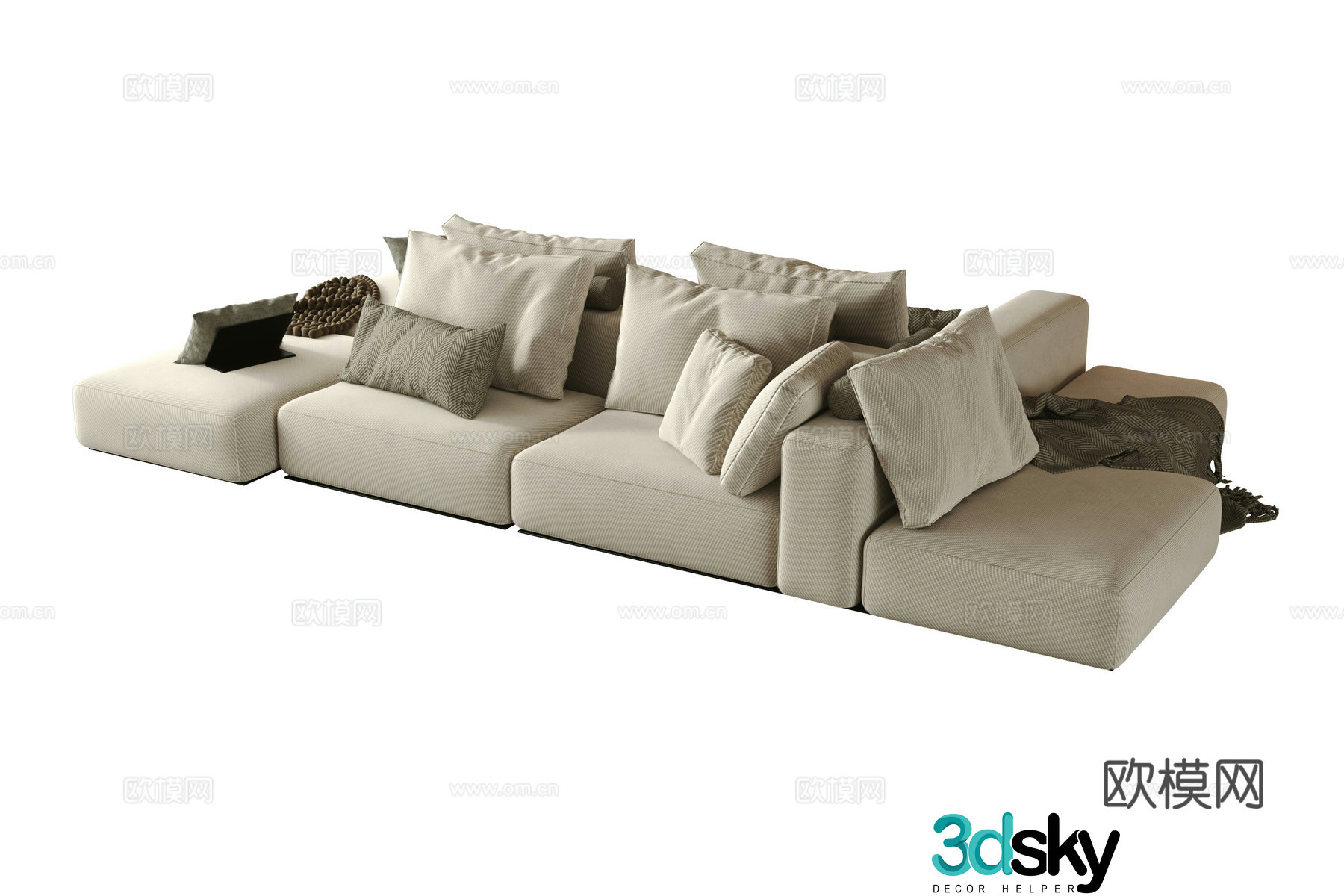 Modern multi-seater sofa 3d model