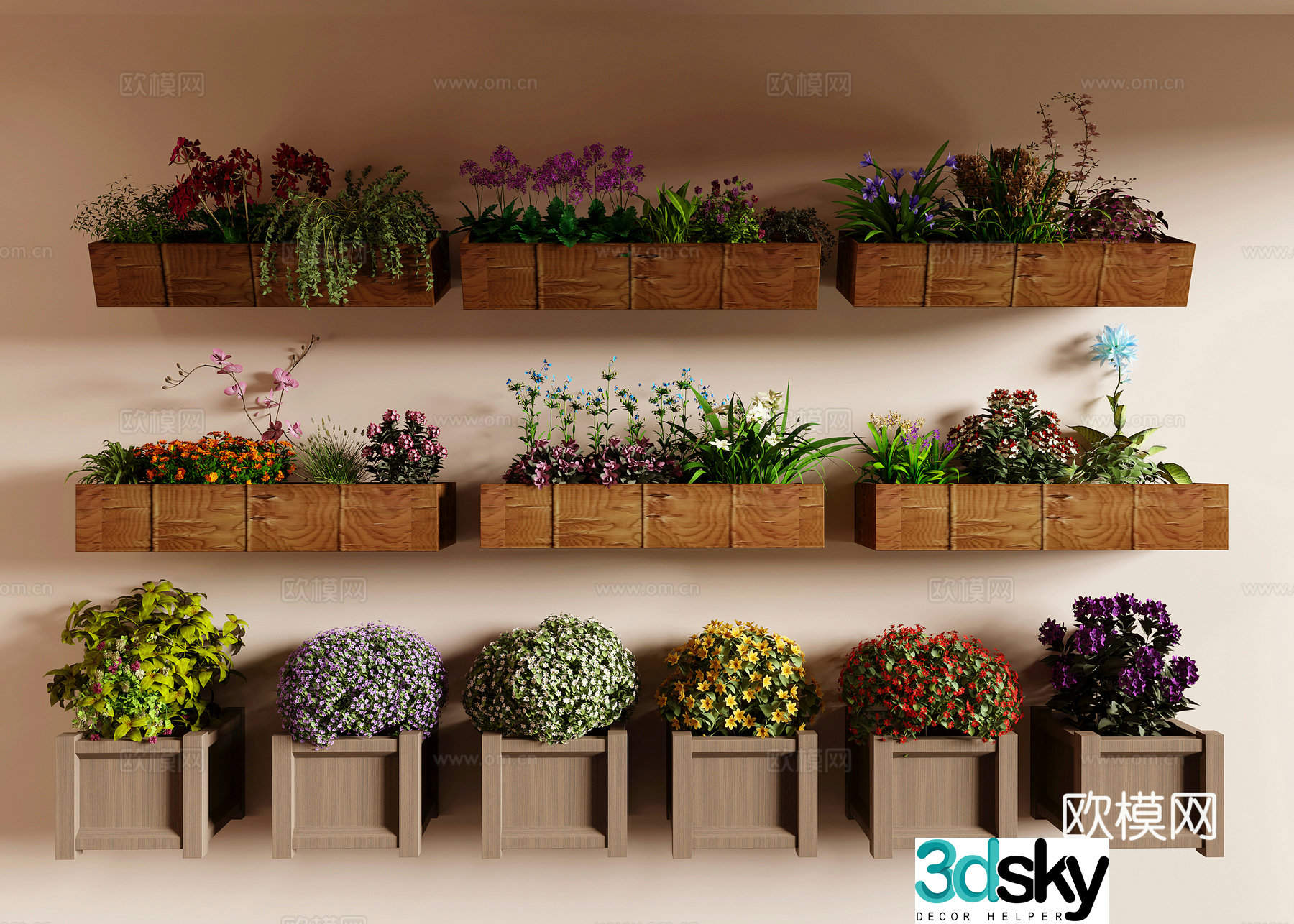 Flower box flower box flower bed 3d model