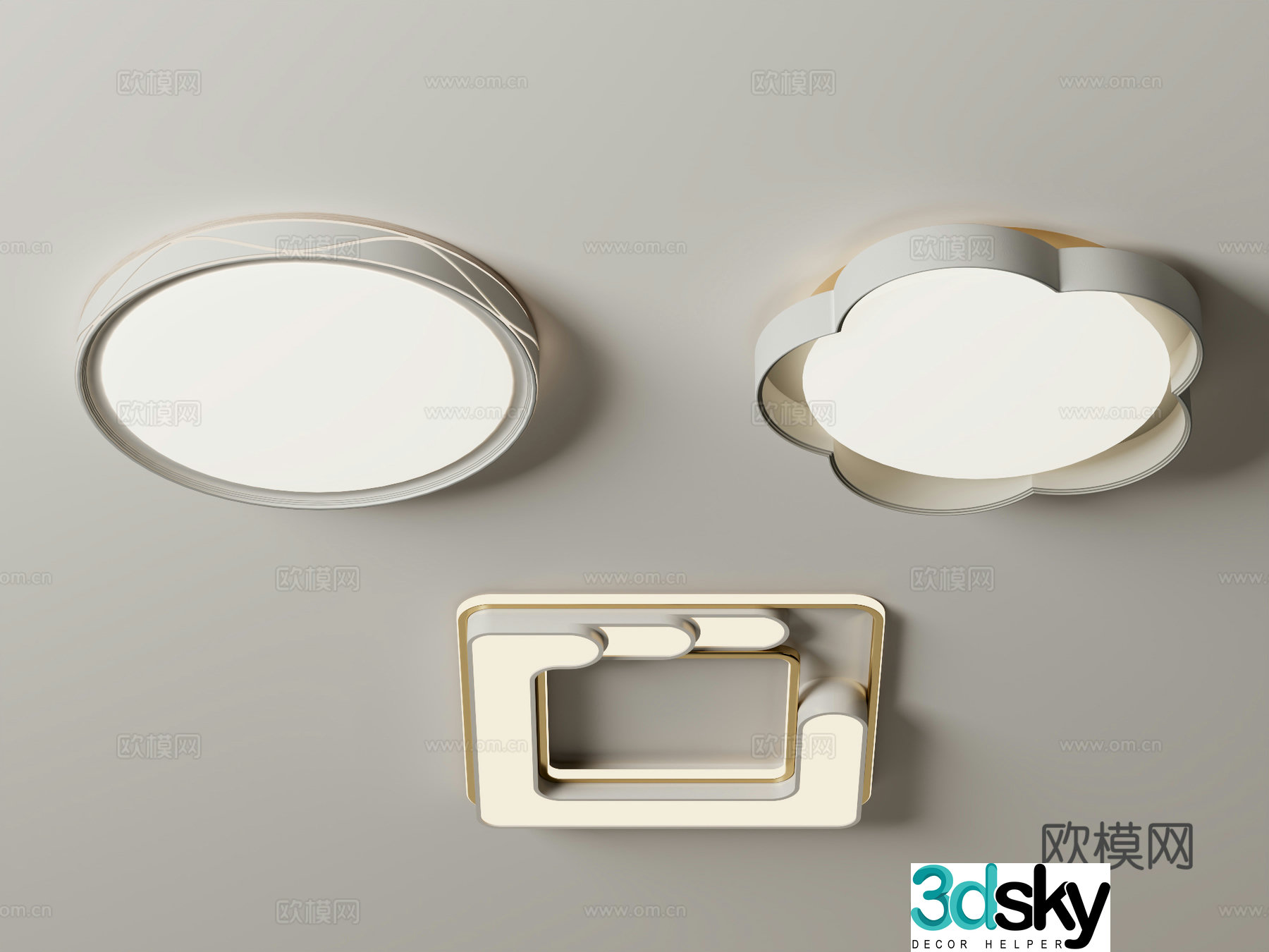 Geometric ceiling lamp bedroom lamp 3d model