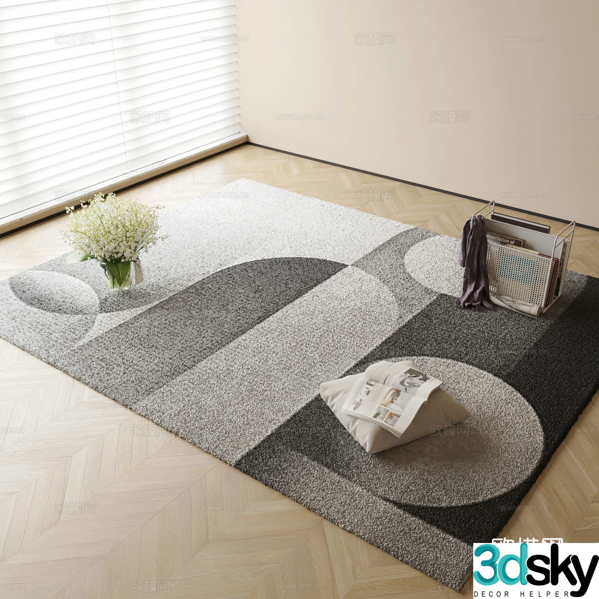 Modern carpet square rug 3d model