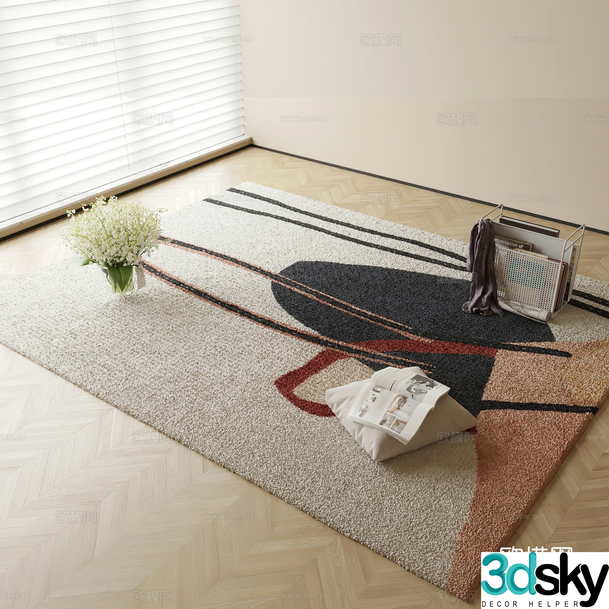 Modern geometric carpet pattern carpet 3d model