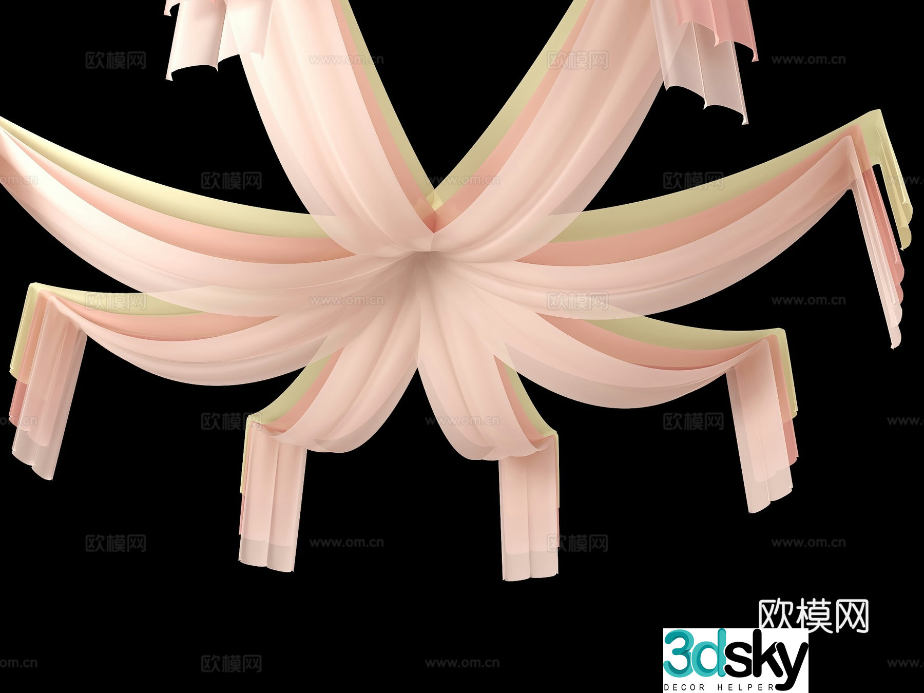 Curtain slow ceiling wedding curtain wedding ceiling 3d model