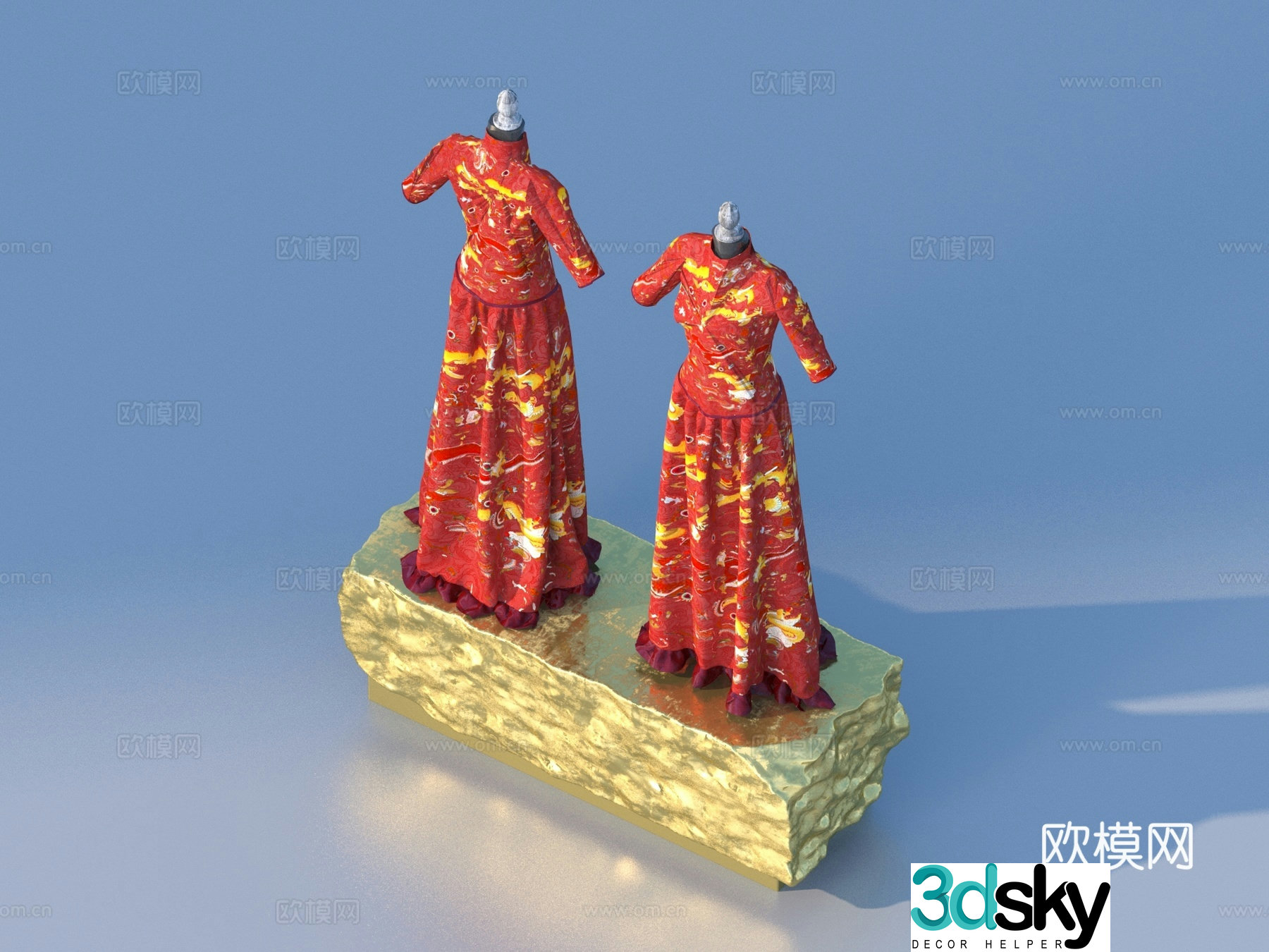 Hanfu women’s skirt cheongsam robe 3d model