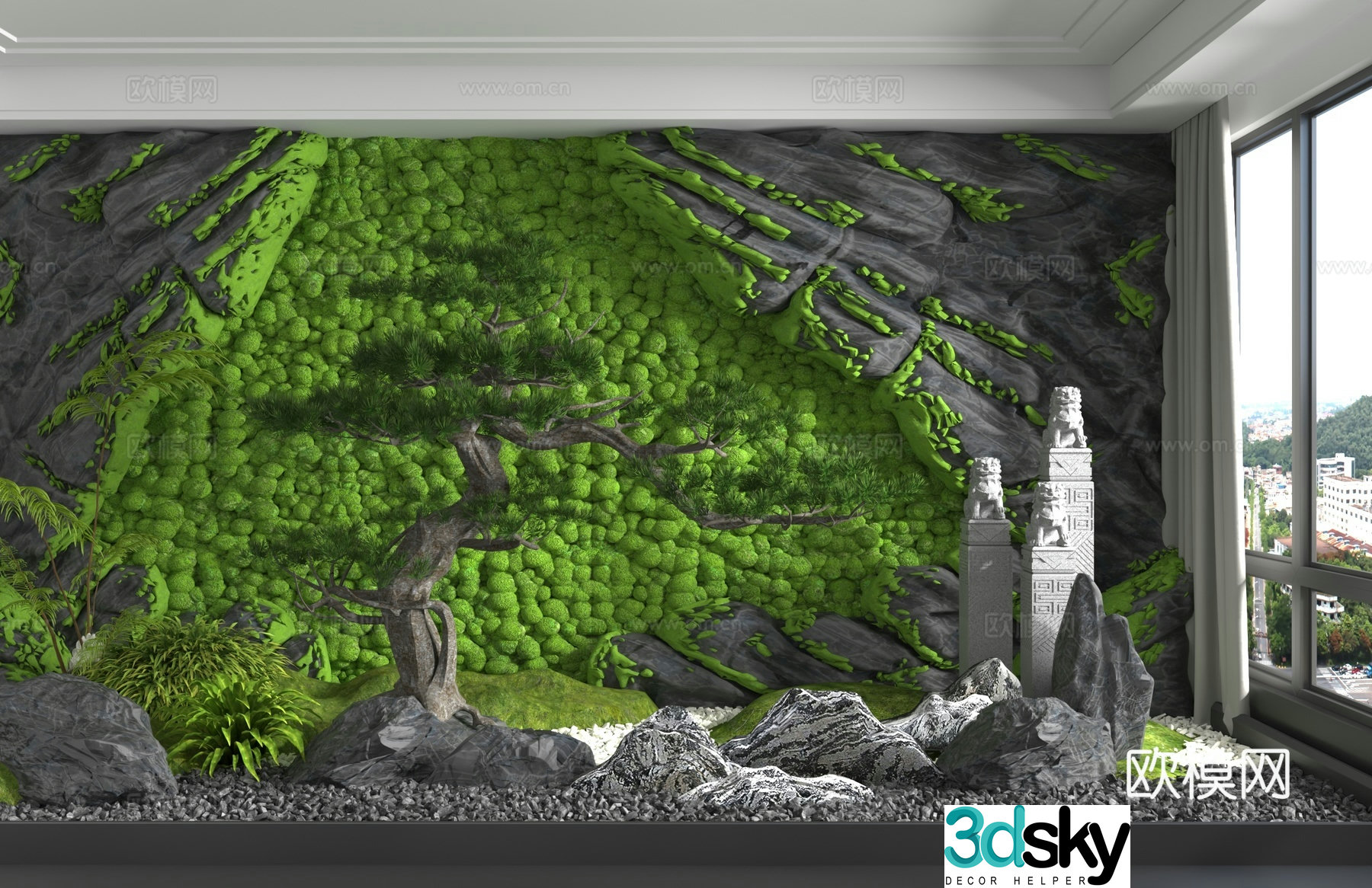 Modern moss landscape sketch 3d model