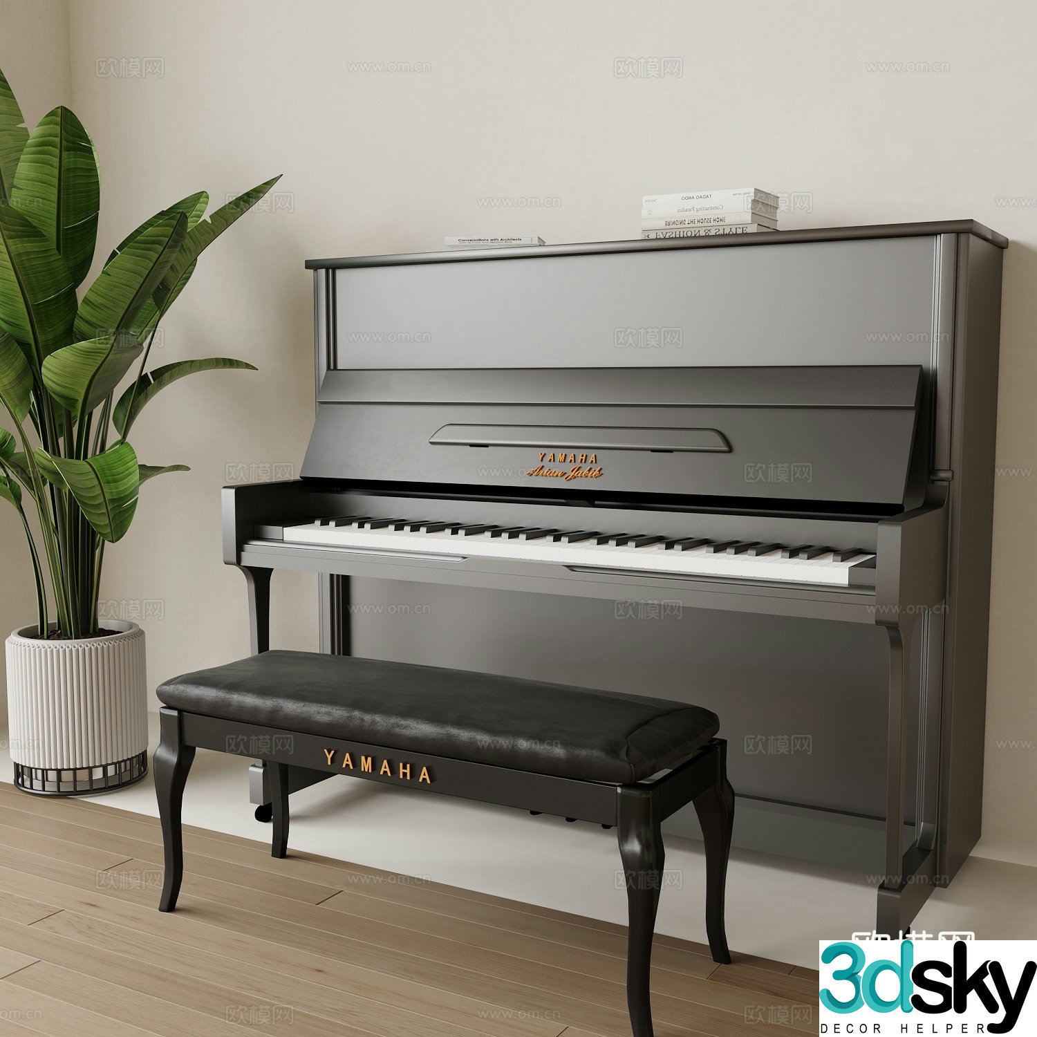 Modern lacquered piano 3d model