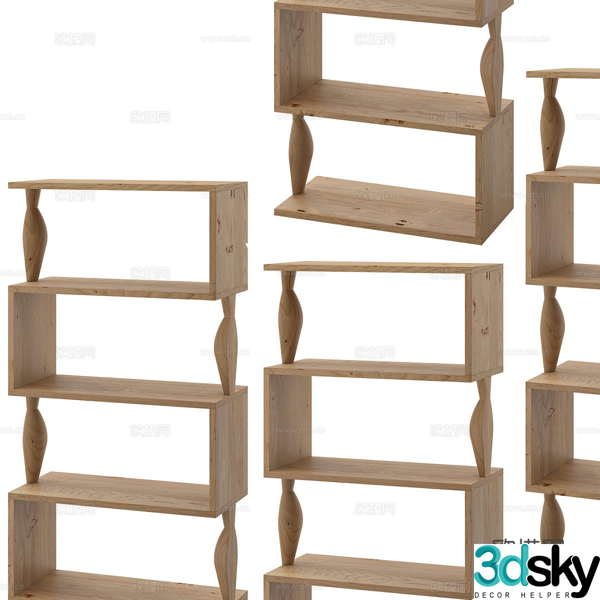 Log decorative cabinet shelf 3D model