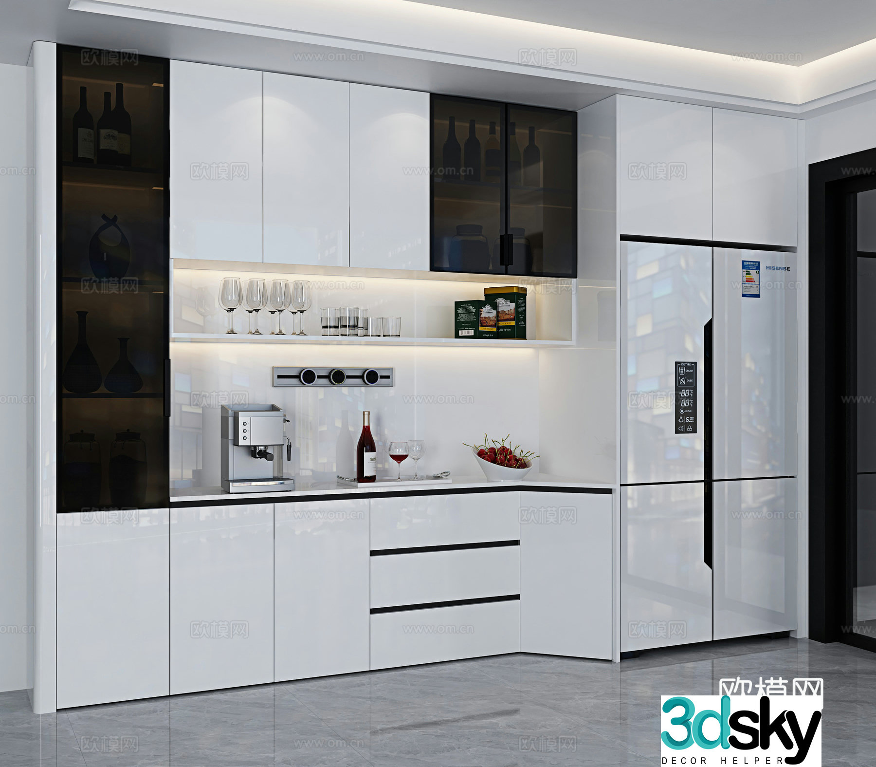 Modern sideboard wine cabinet 3d model