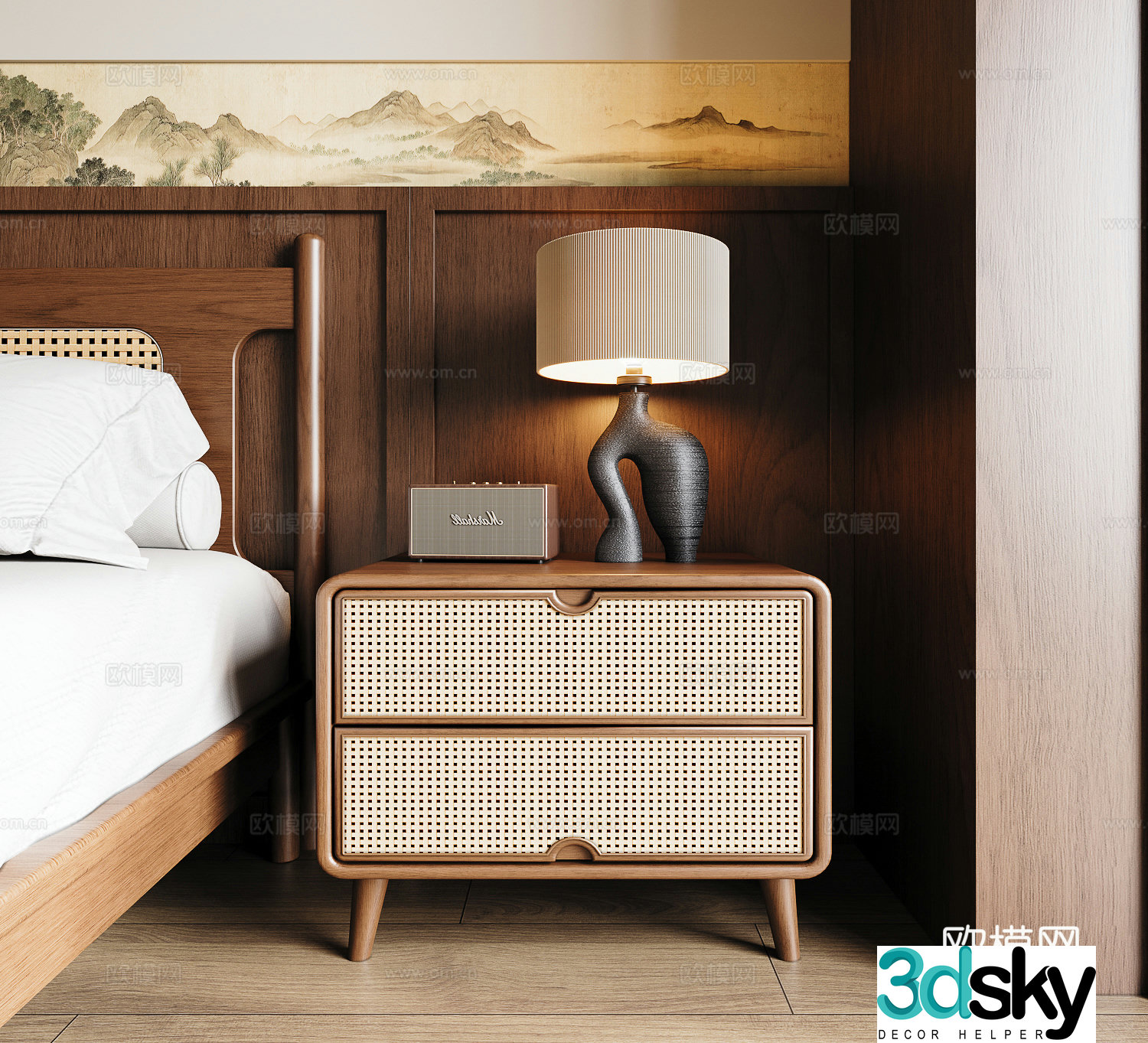 Medieval style bedside table 3d model