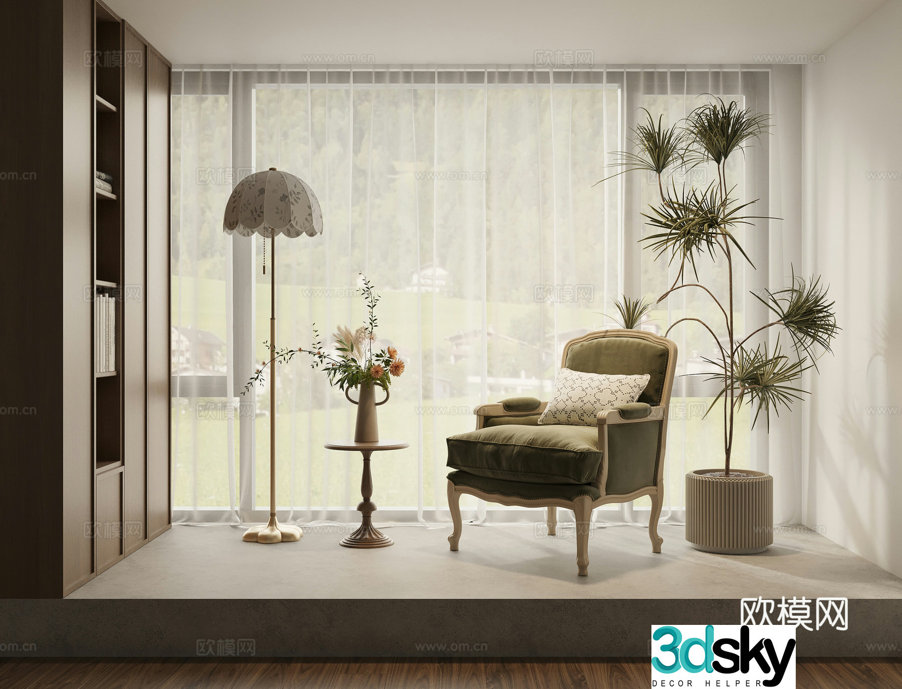 French lounge chair armchair 3d model