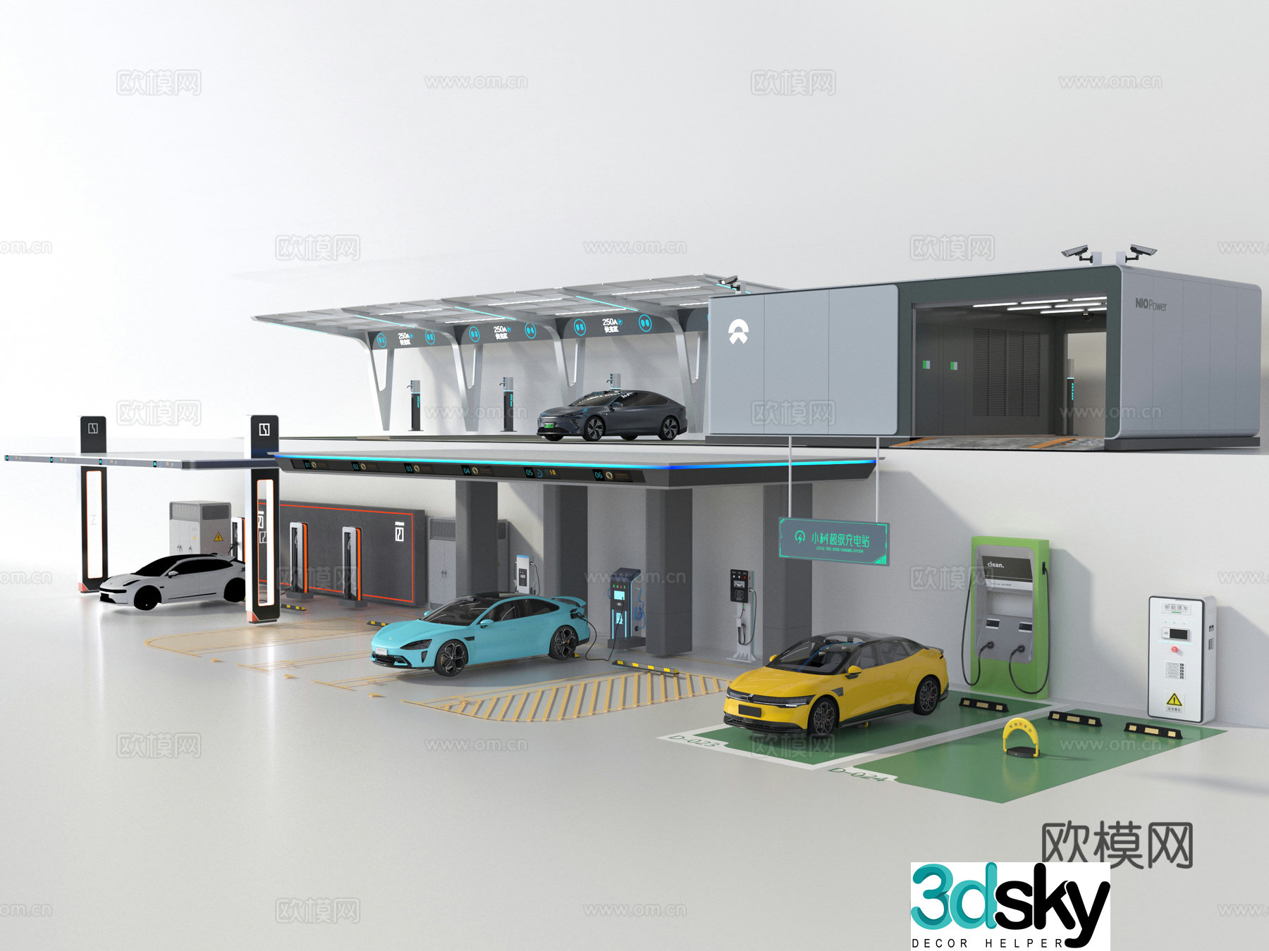 Charging station parking shed 3d model