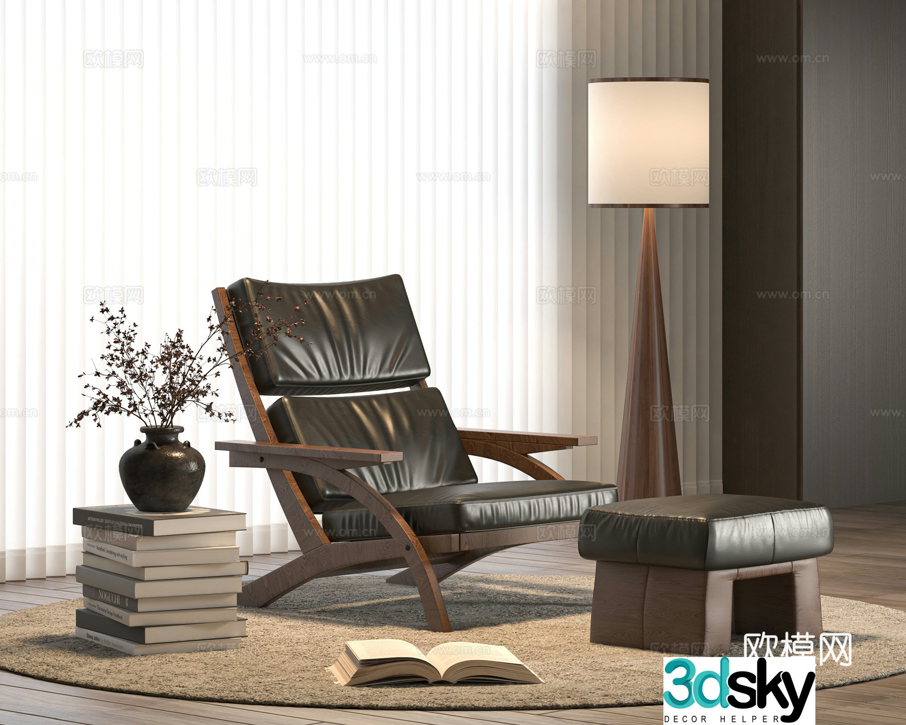 Wabi-sabi sofa chair leisure chair 3d model