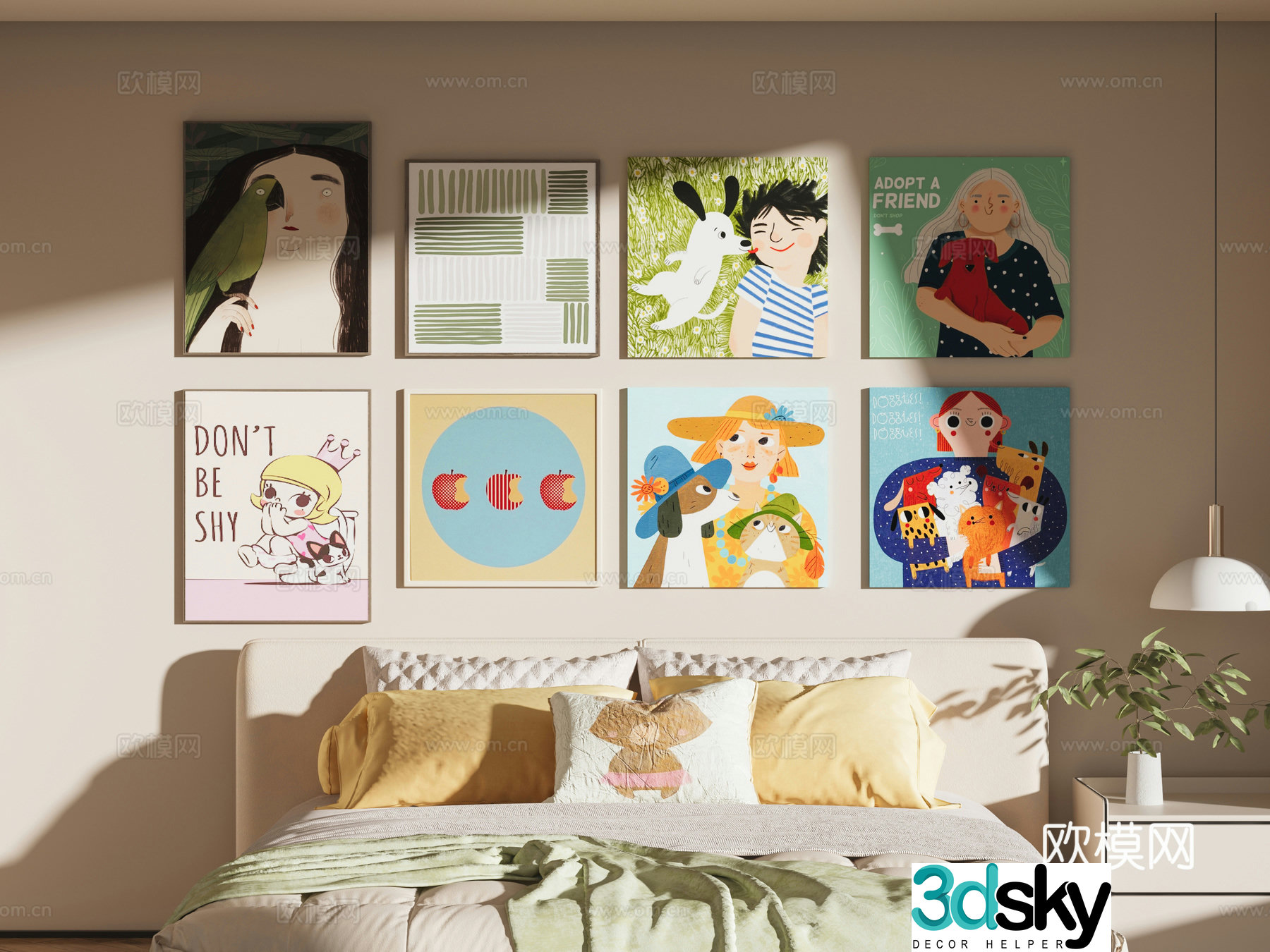 Children’s hanging paintings cartoon hanging paintings children’s bedding and bedding 3D model