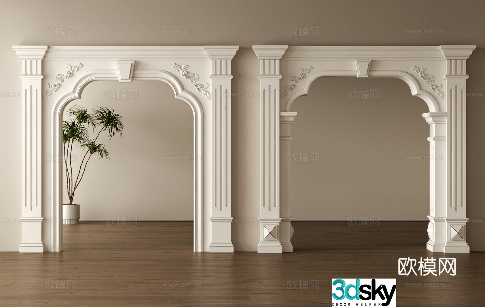 European style door cover dumb door opening 3d model