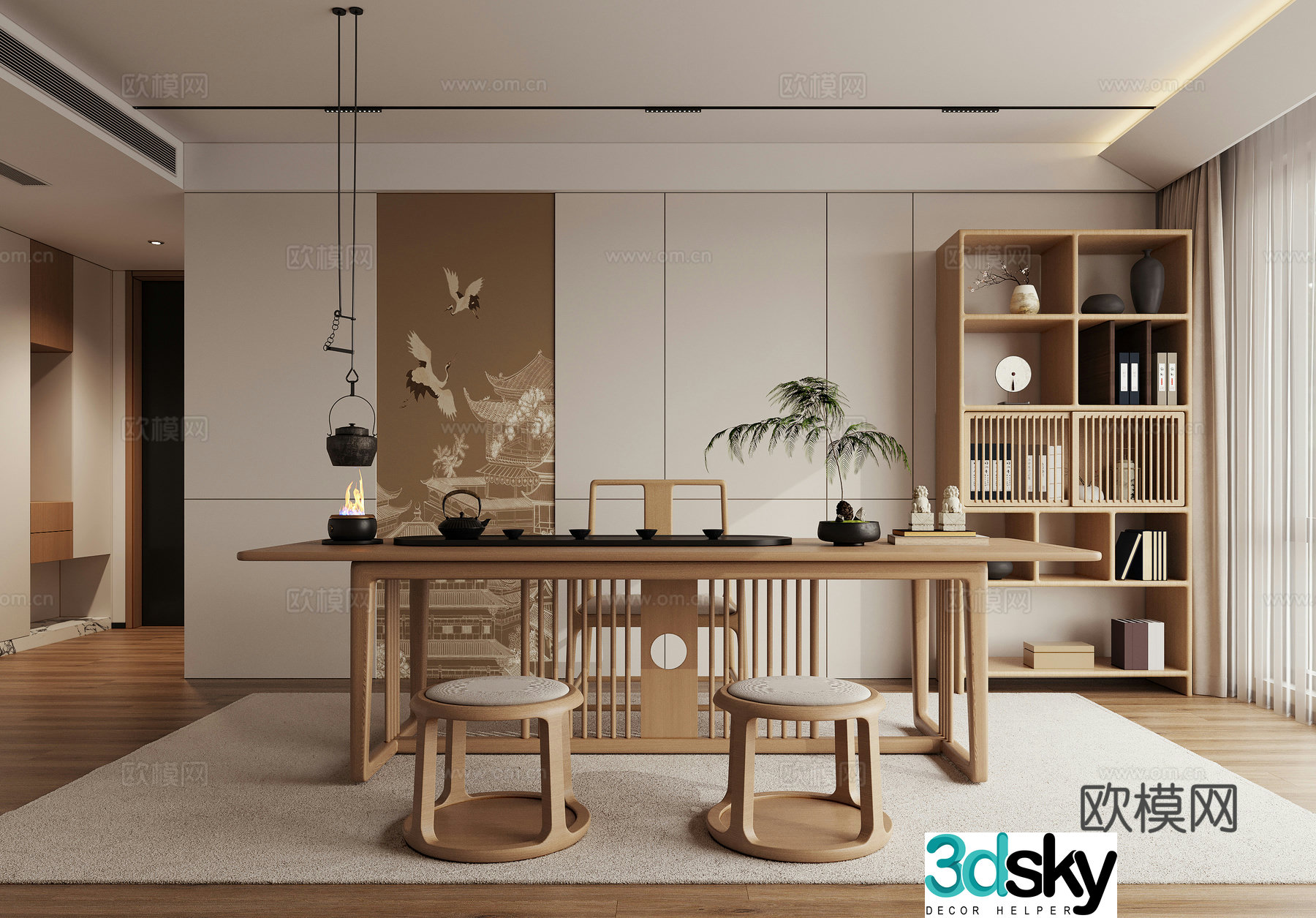 New Chinese Zen teahouse 3D model