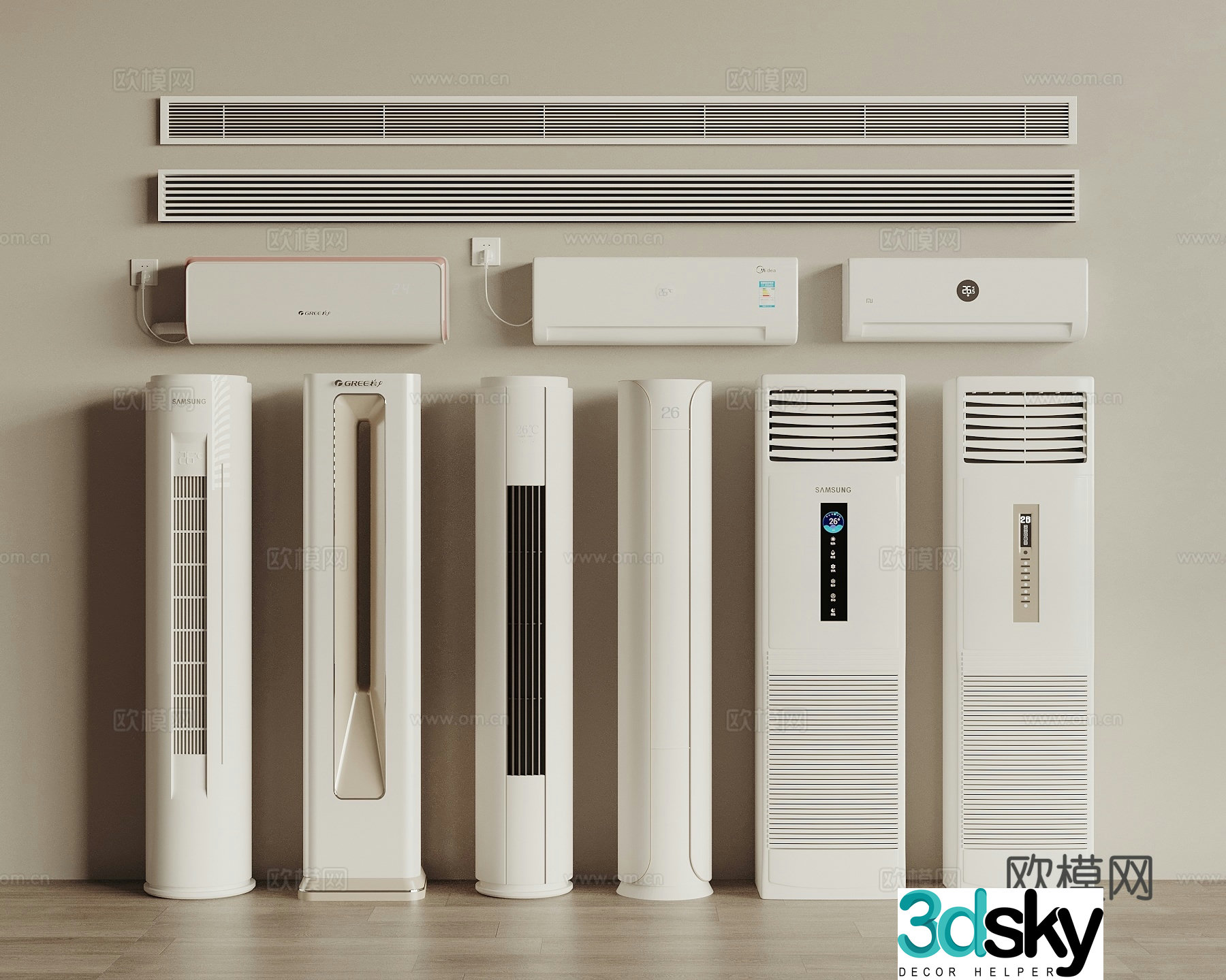 Vertical air conditioner wall-mounted air conditioner air conditioner outlet 3D model