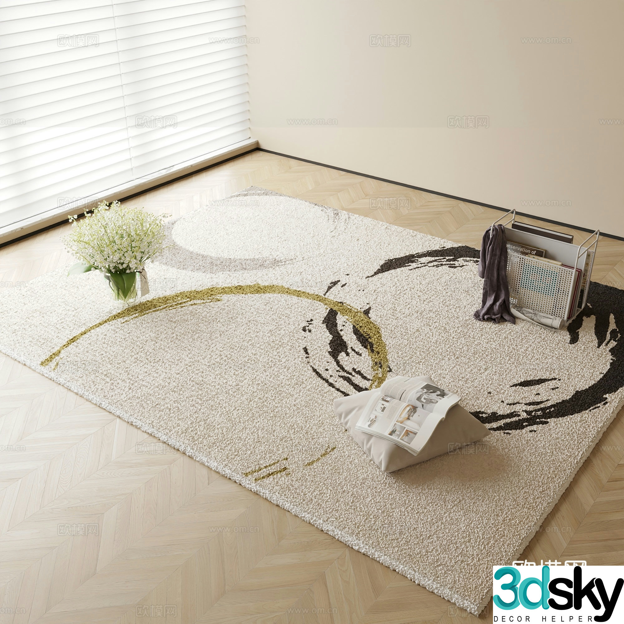 abstract carpet square rug 3d model
