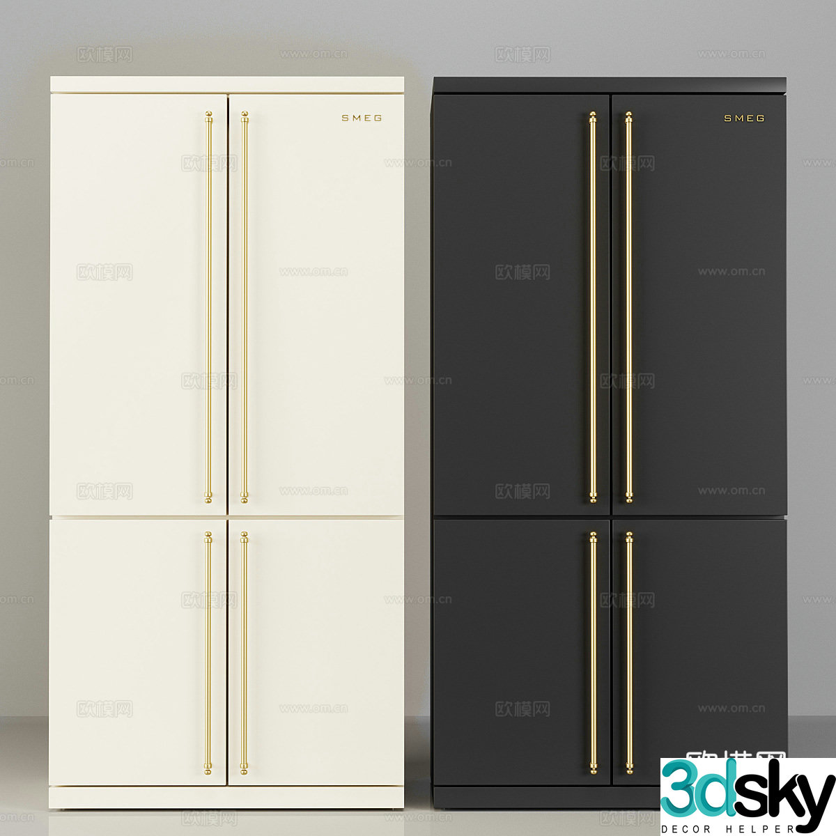 Household refrigerator double door refrigerator 3d model